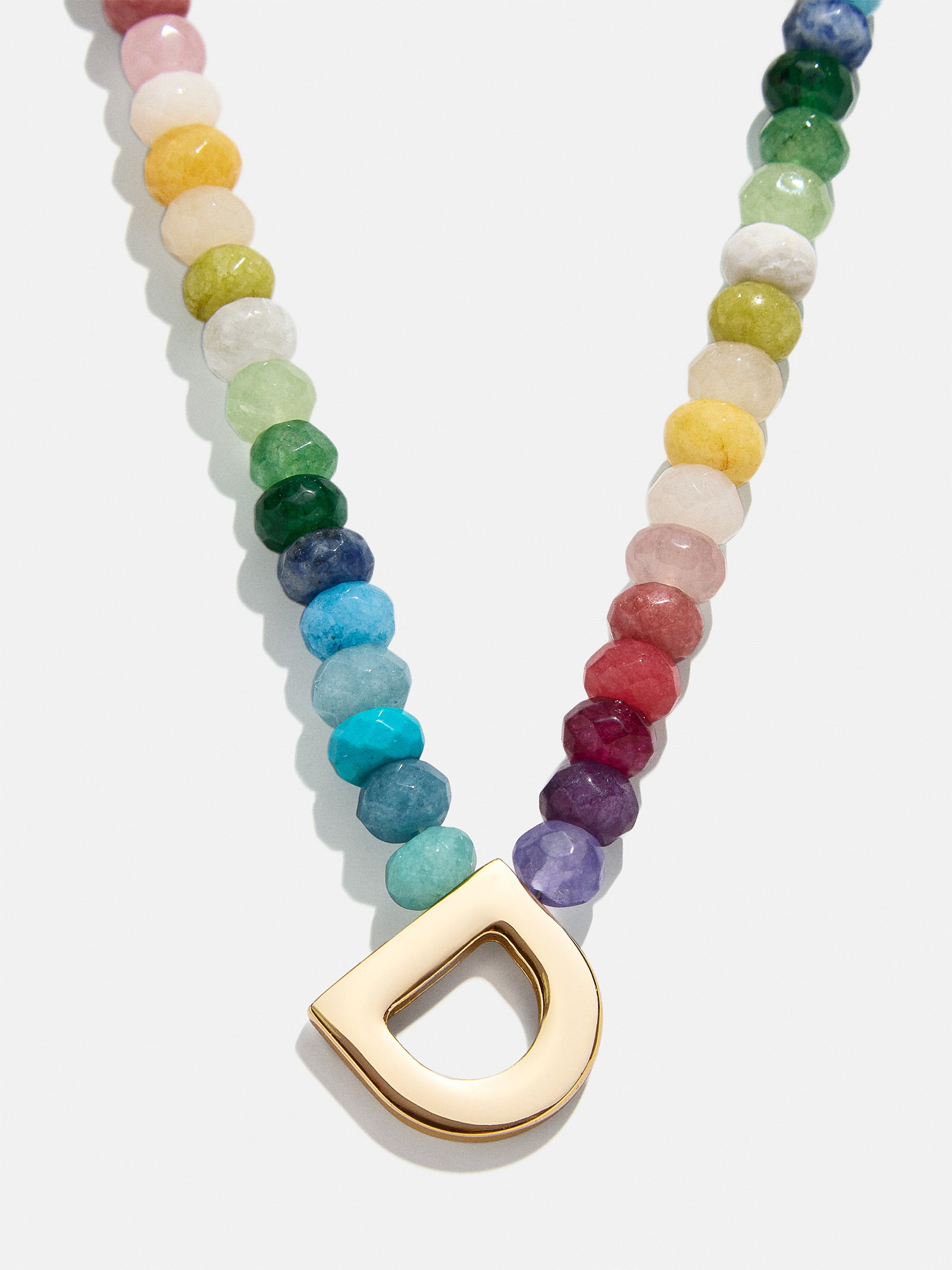 Semi-Precious Block Initial Necklace - Multi