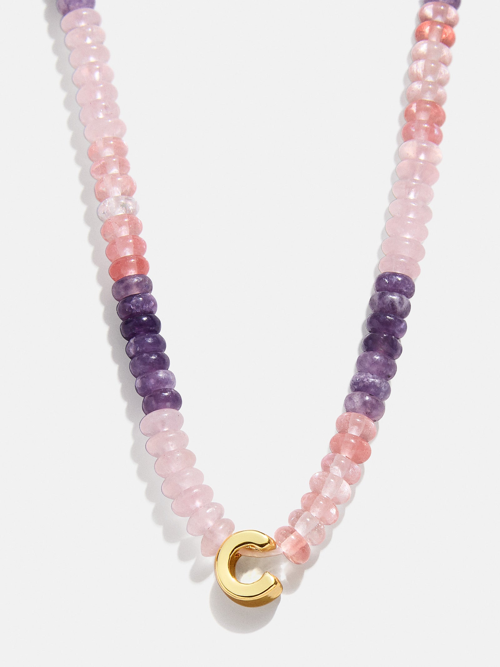 Semi-Precious Beaded Initial Necklace - Pink Ombre