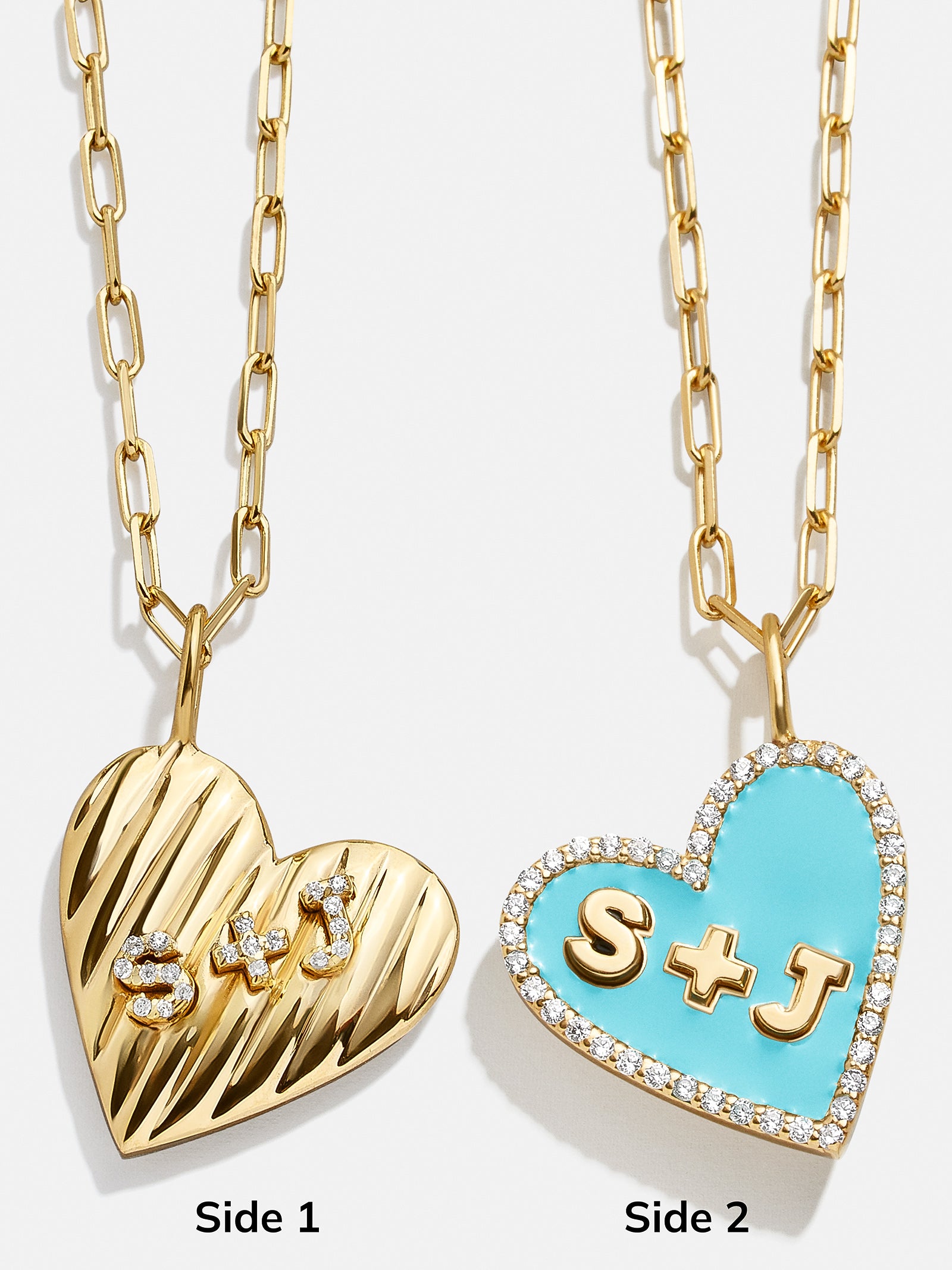 Heart 18K Gold Custom Reversible Necklace - Gold