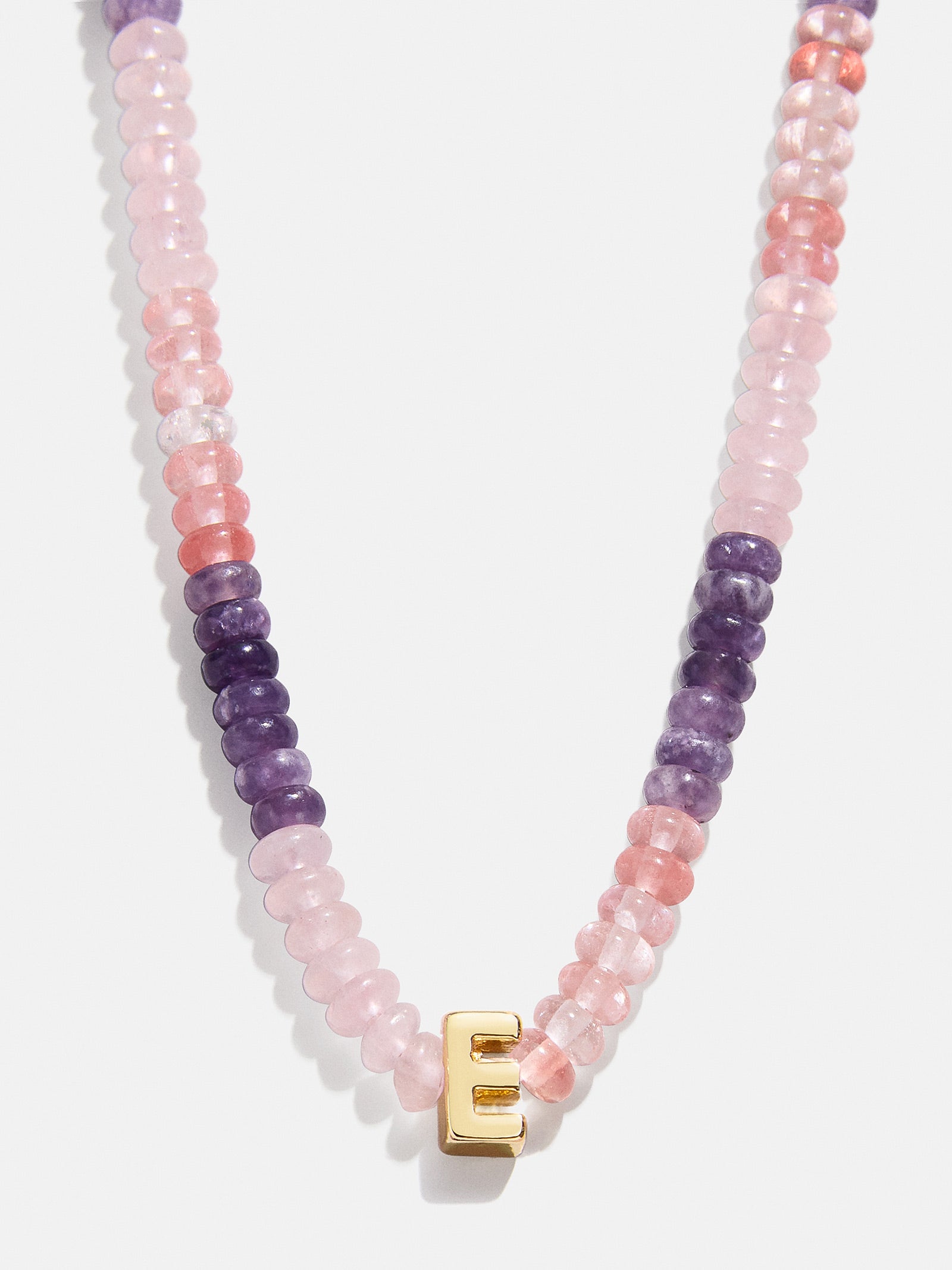 Semi-Precious Beaded Initial Necklace - Pink Ombre