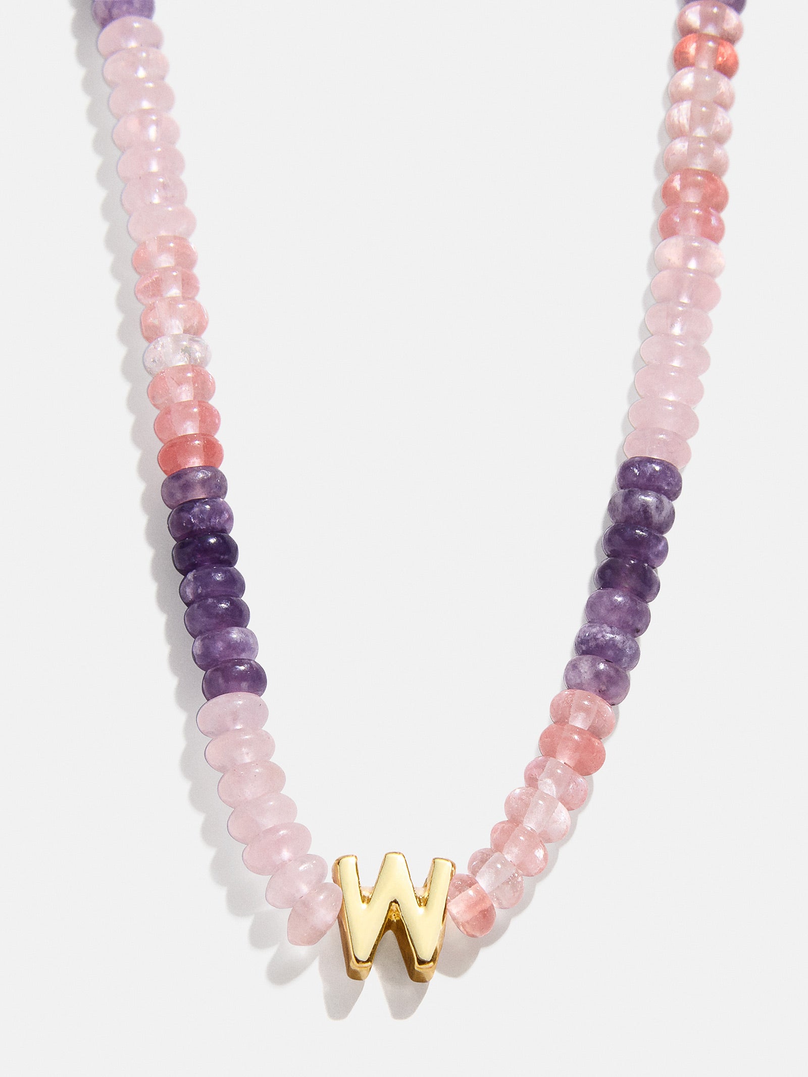 Semi-Precious Beaded Initial Necklace - Pink Ombre