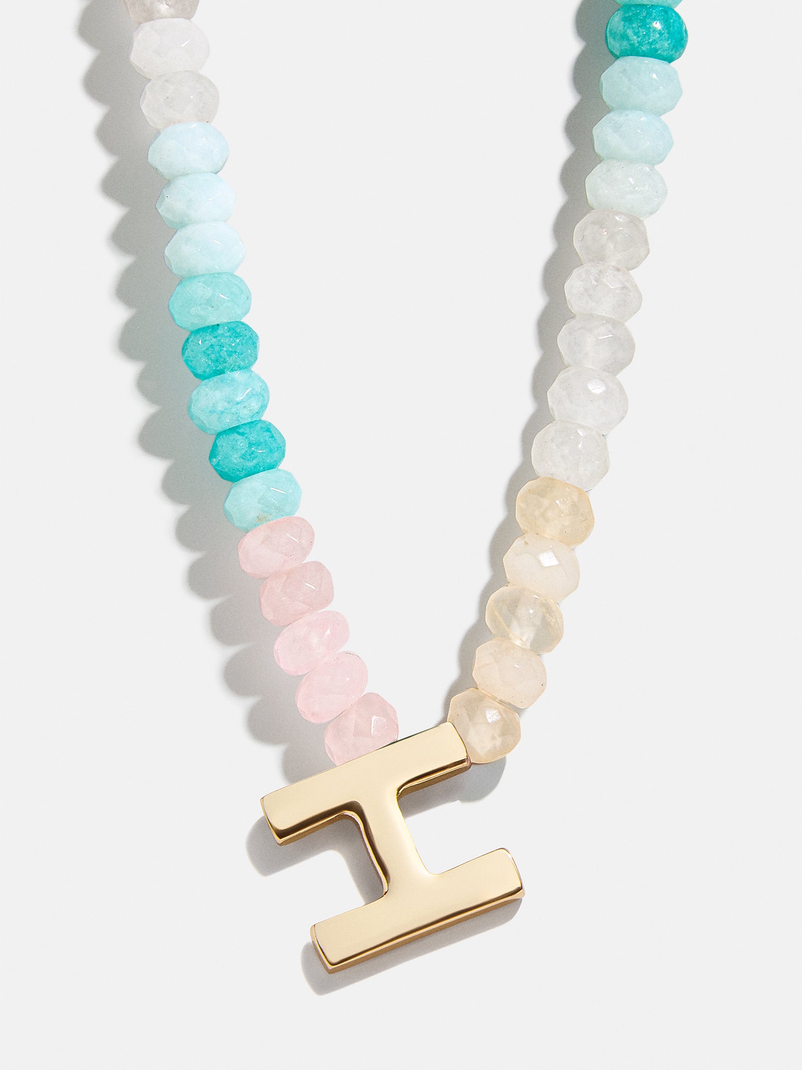 Semi-Precious Block Initial Necklace - Light Multi