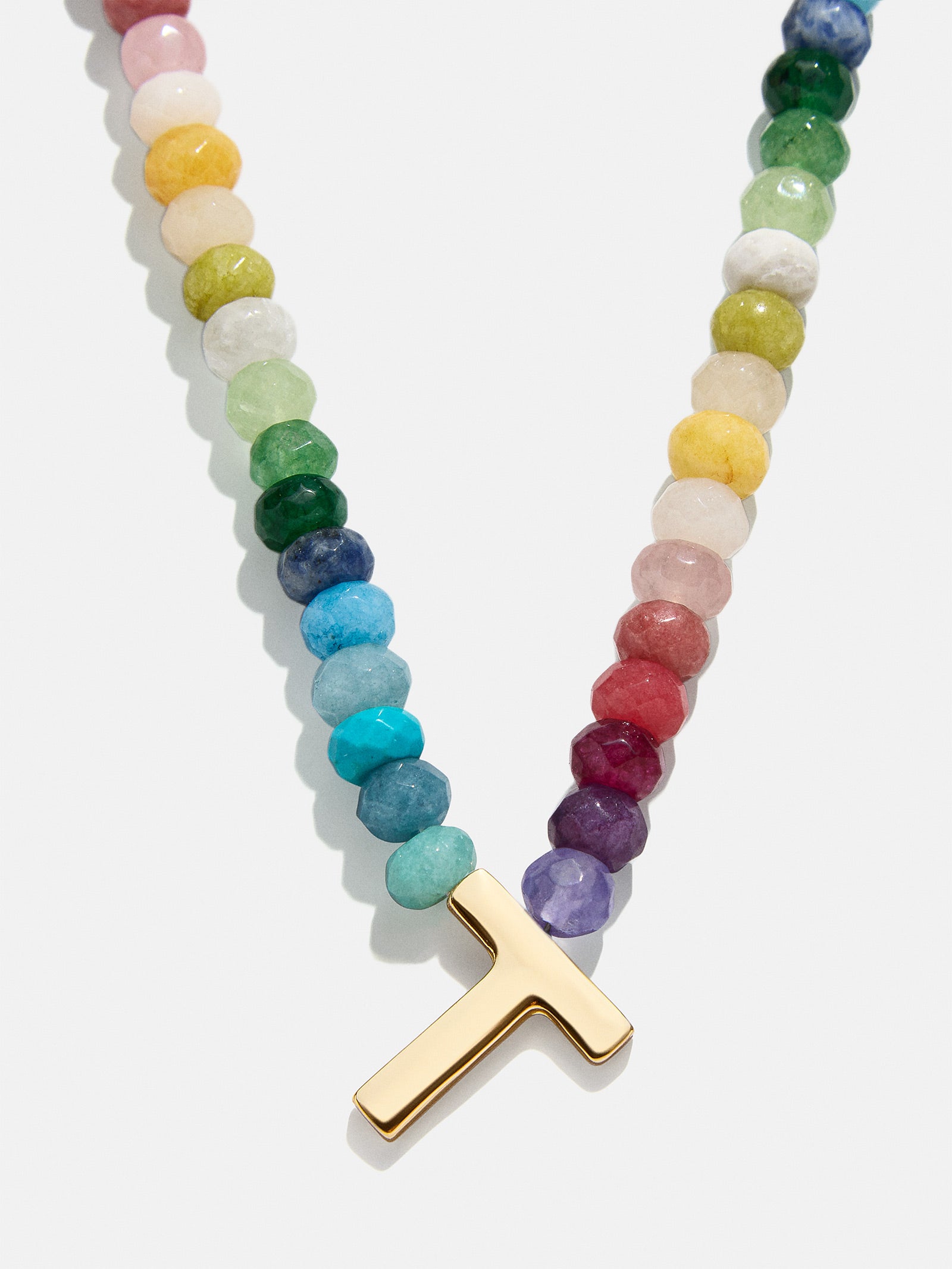 Semi-Precious Block Initial Necklace - Multi