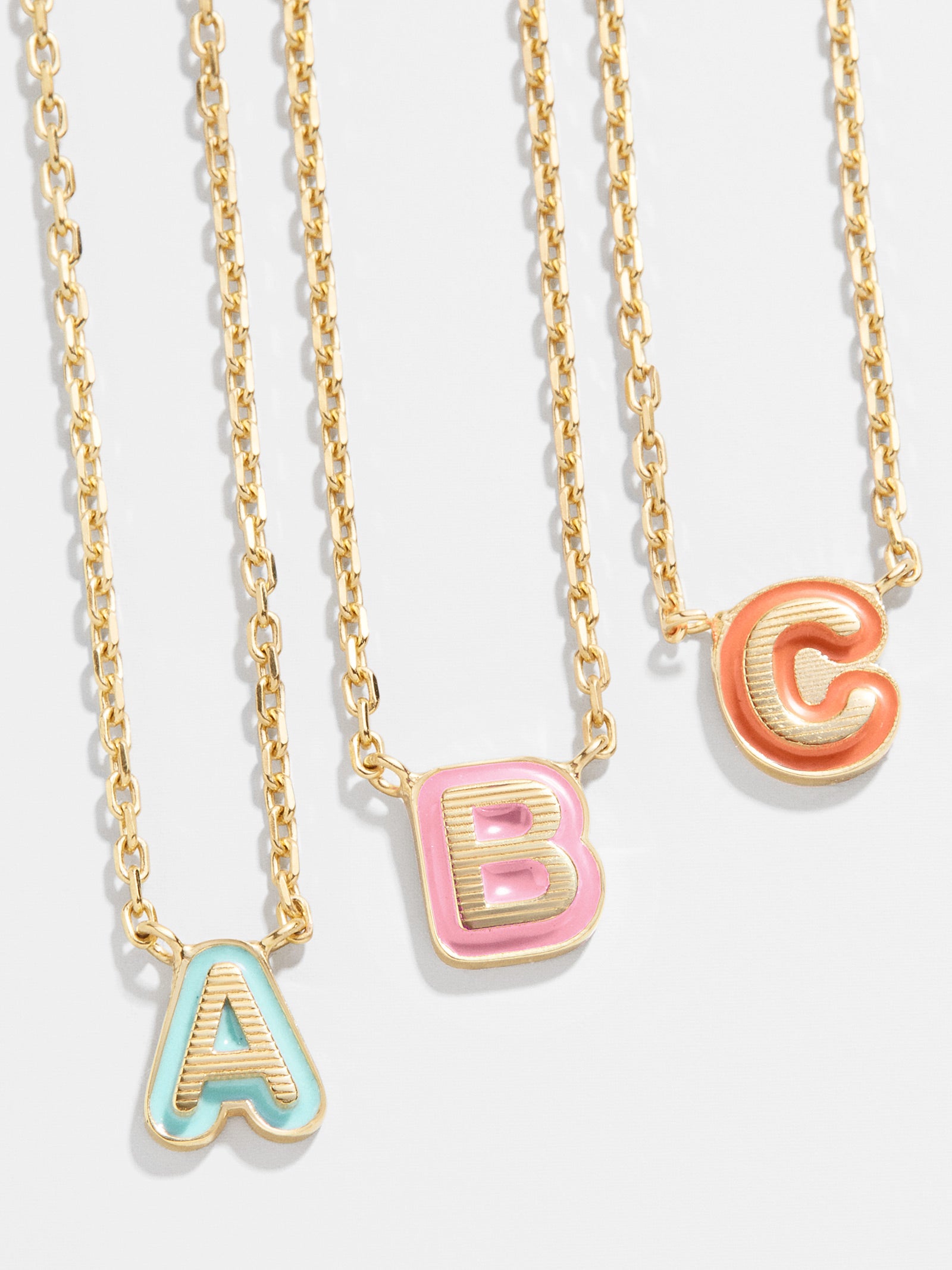 18K Gold Enamel Initial Necklace