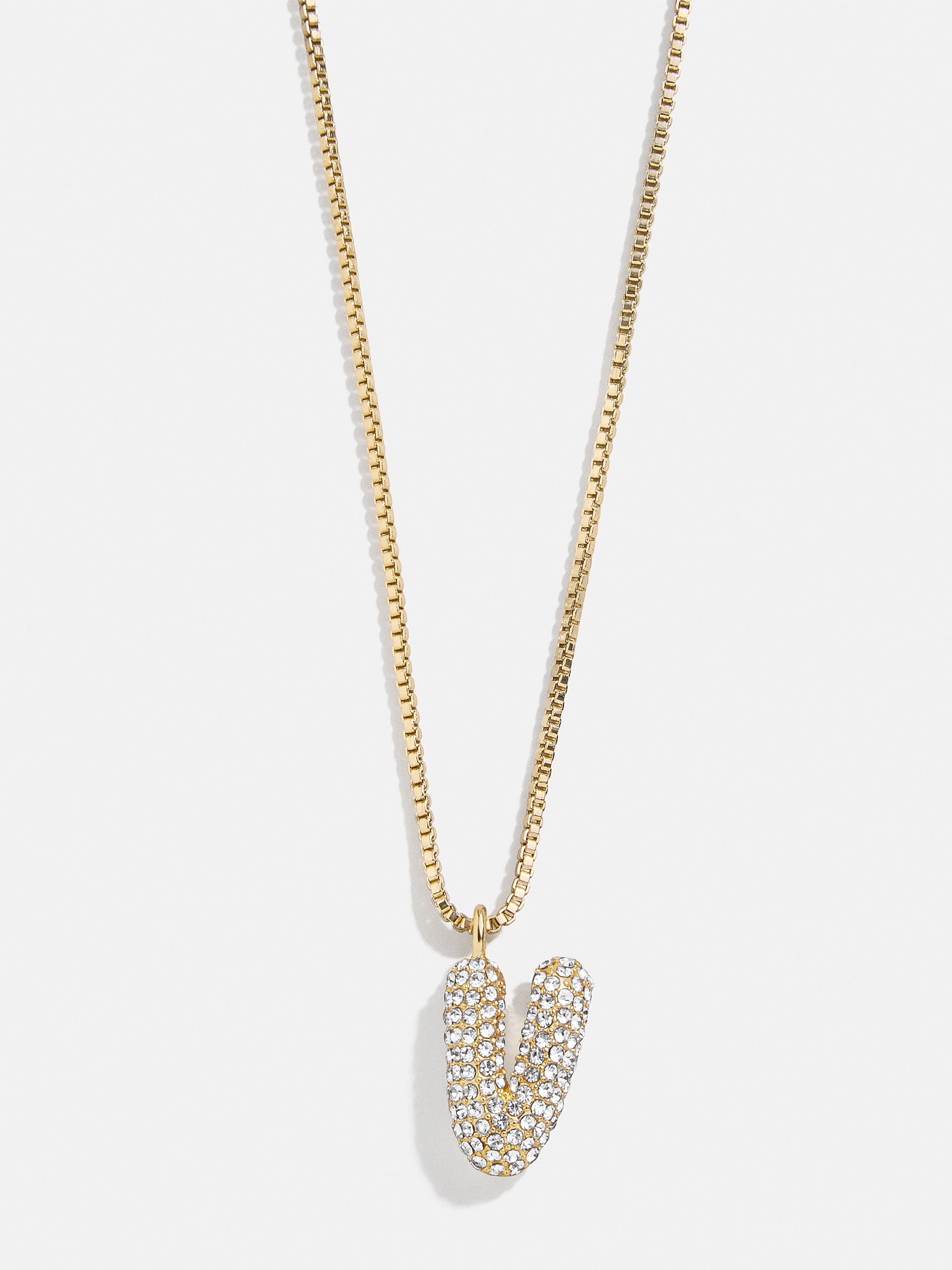 Gwen Mini Bubble Initial Necklace - Gold/Pavé