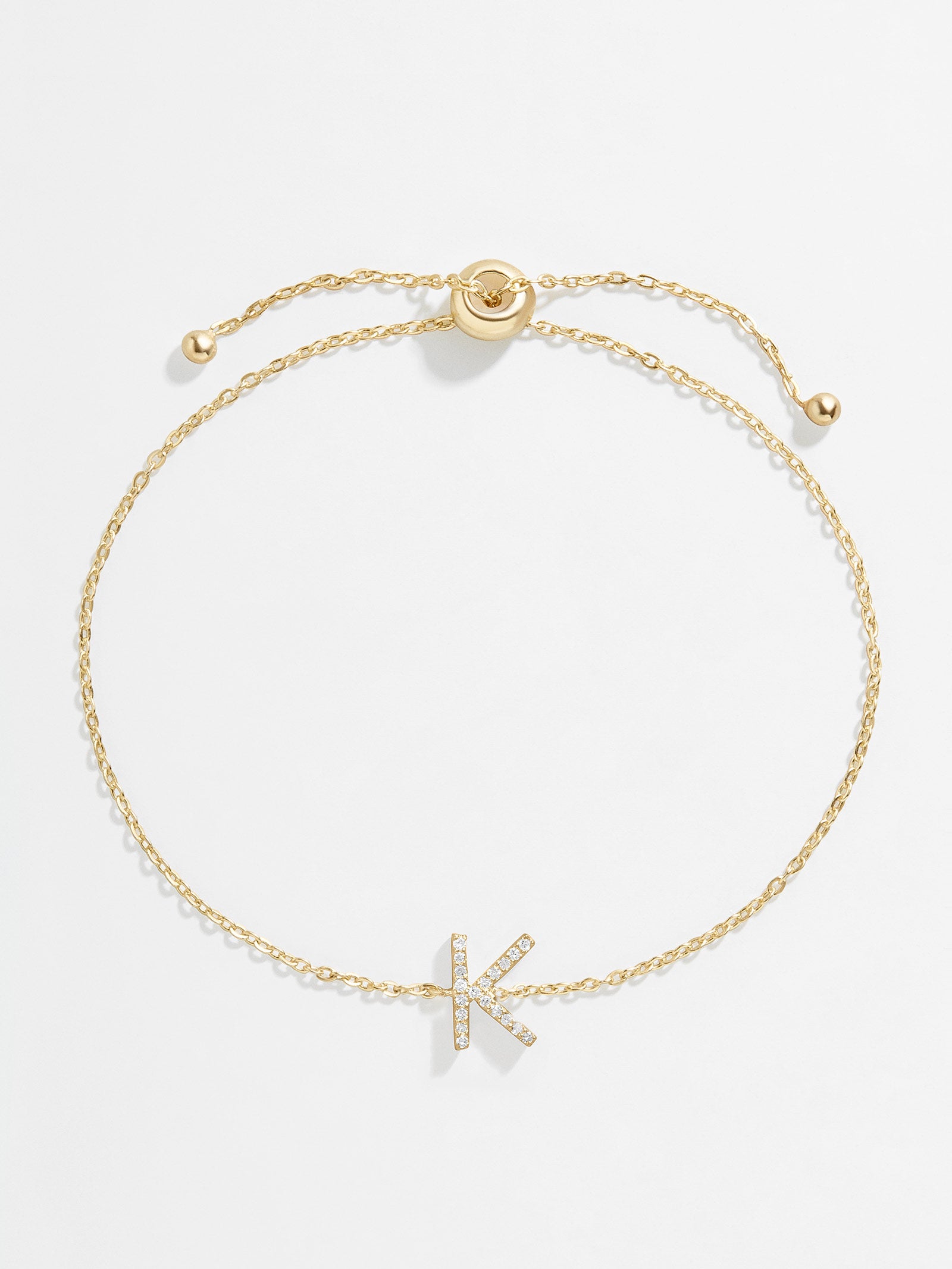 14K Gold & Diamond Initial Bracelet - Gold/Pavé