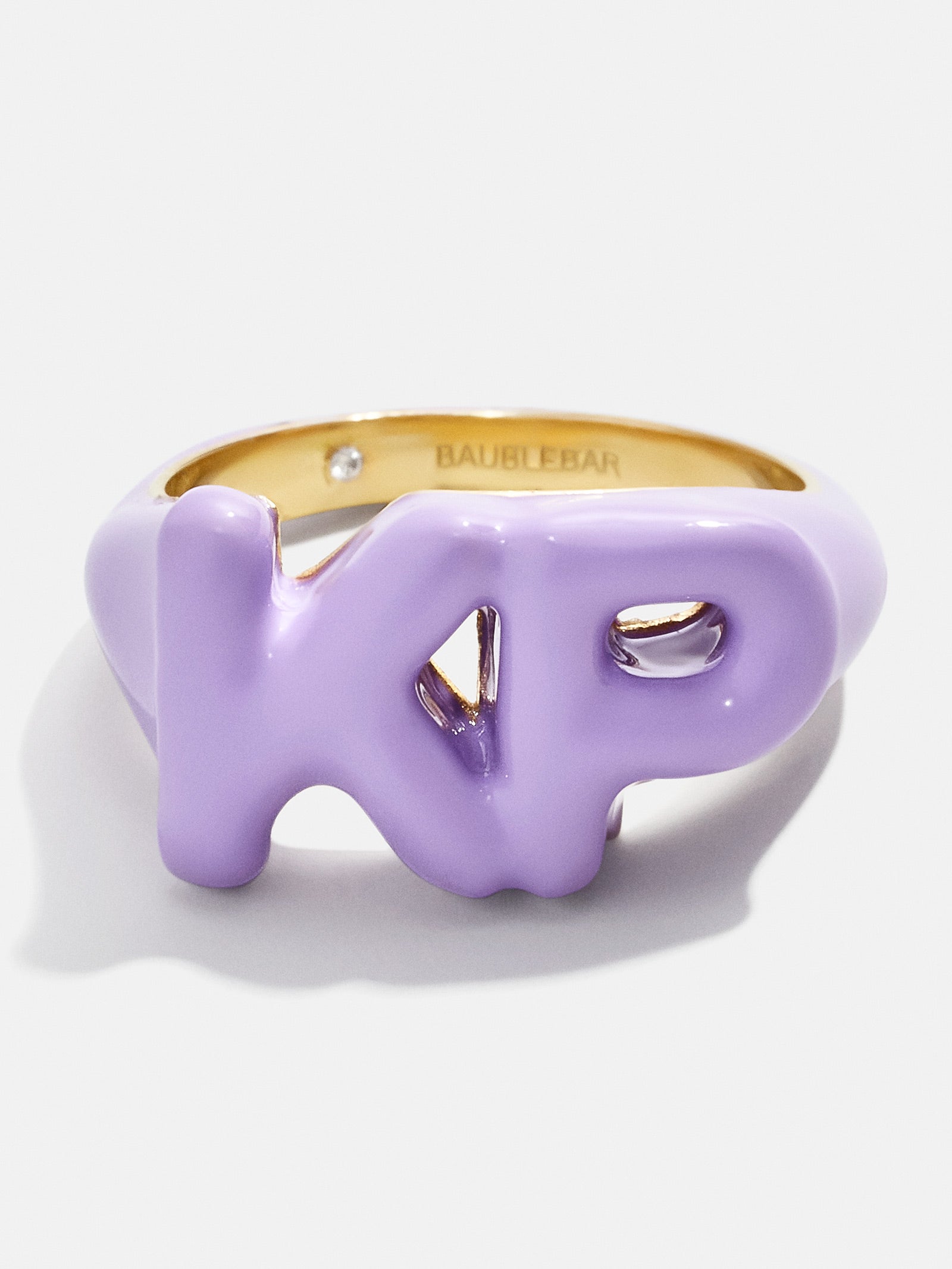 Double Initial Custom Block Ring - Purple