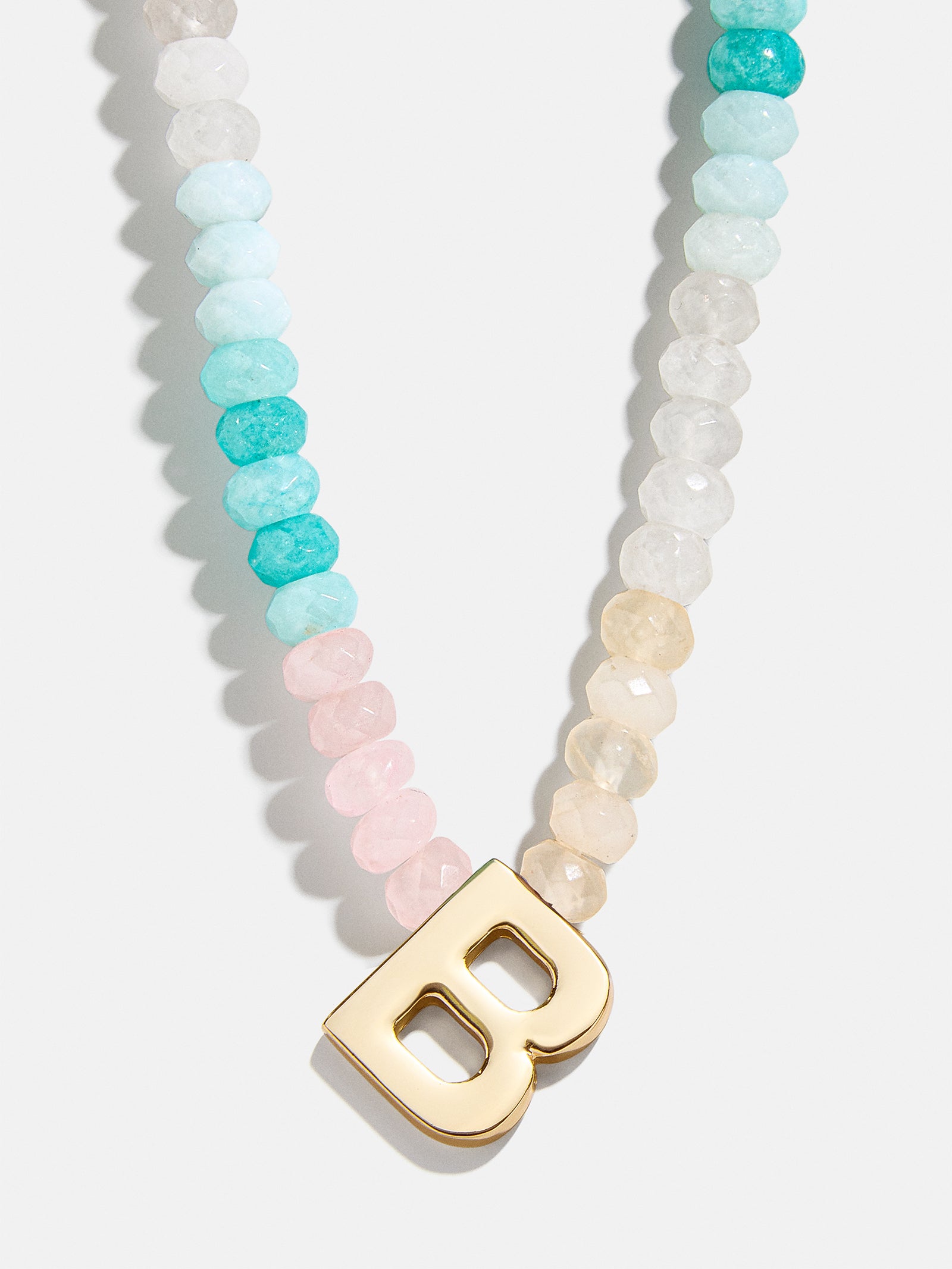 Semi-Precious Block Initial Necklace - Light Multi