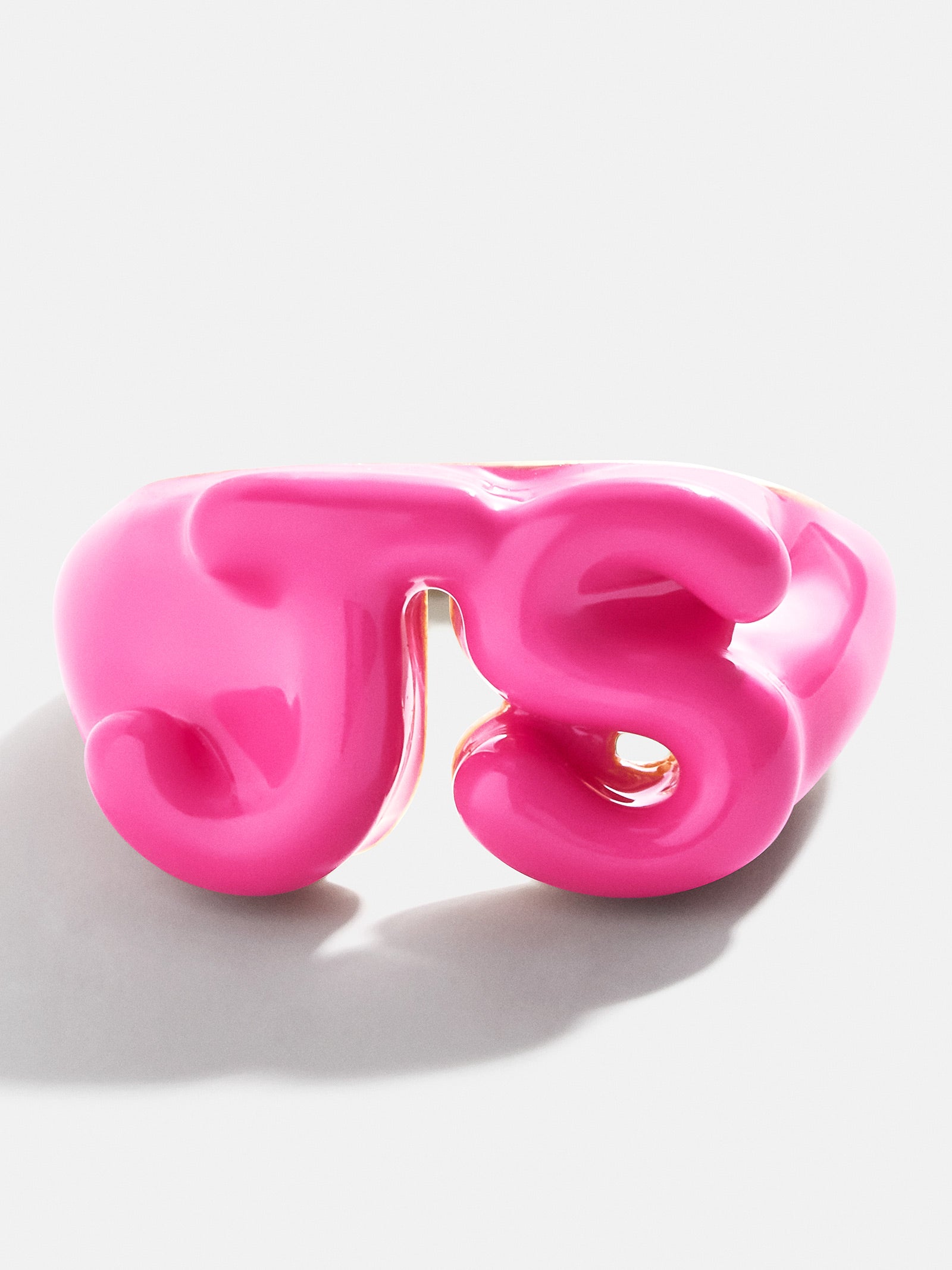 Double Initial Custom Block Ring - Hot Pink