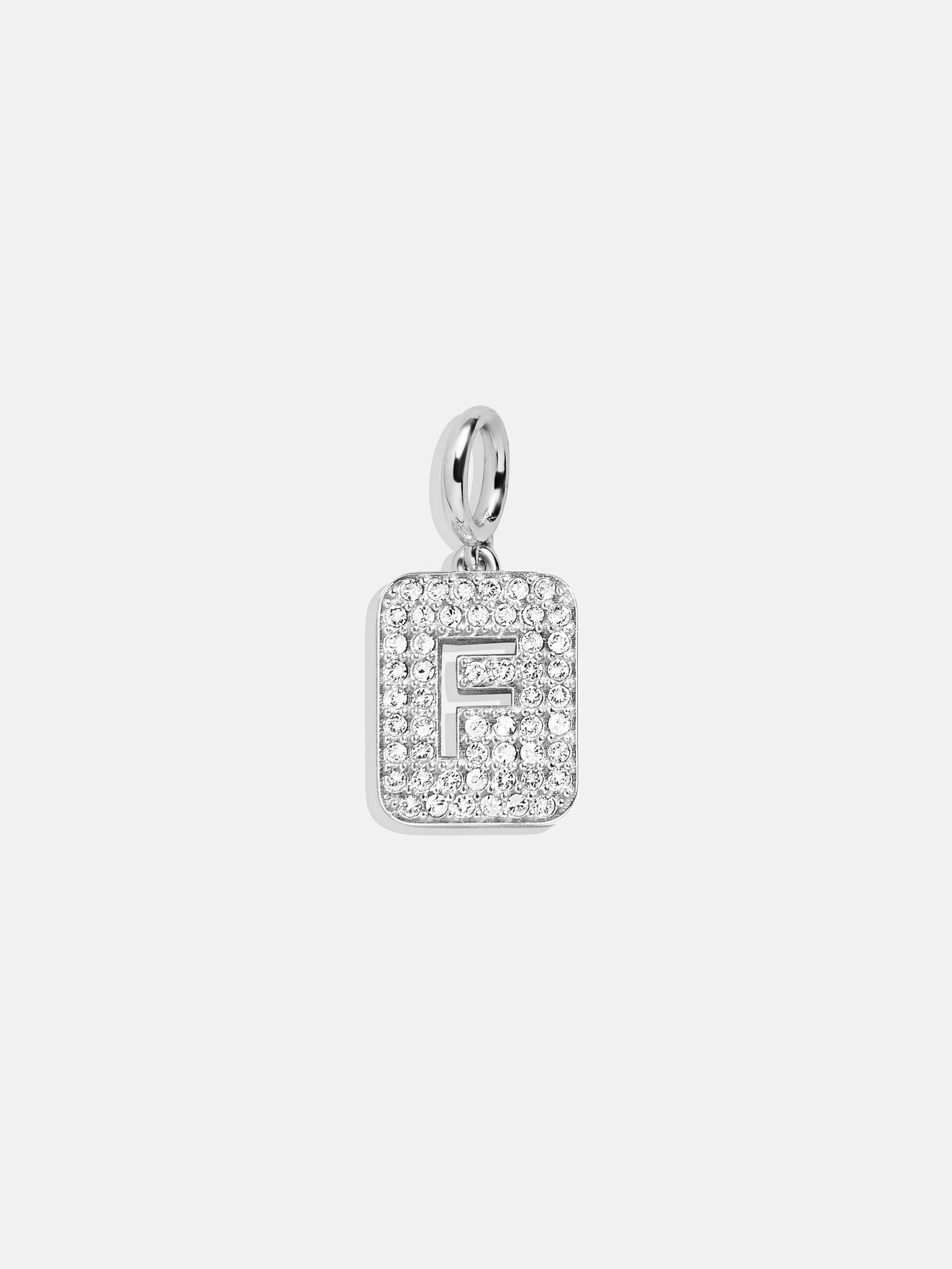 Silver Block Pave Cluster Charm - F