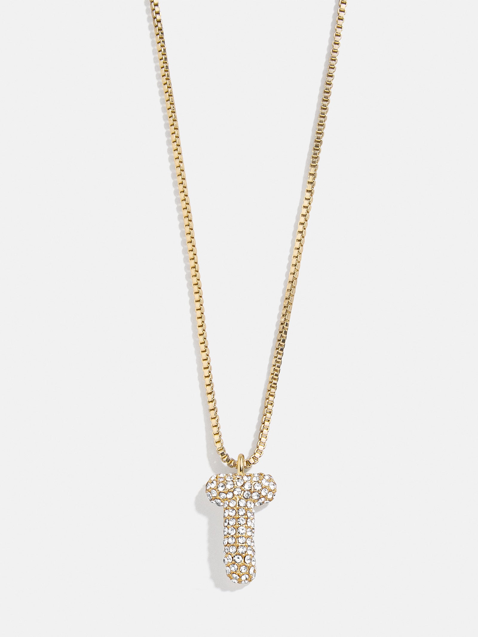 Gwen Mini Bubble Initial Necklace - Gold/Pavé