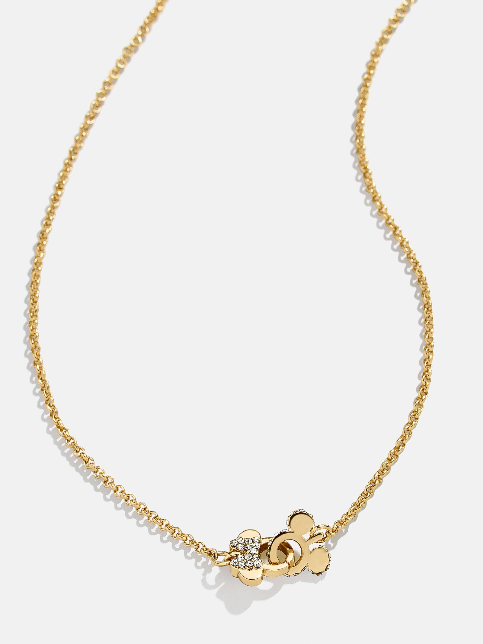 Mickey Mouse & Minnie Mouse Disney Better Half Necklace - Gold/Pavé