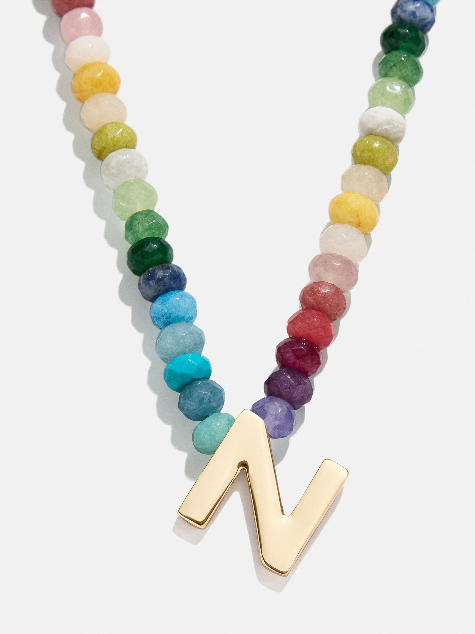 Semi-Precious Block Initial Necklace - Multi