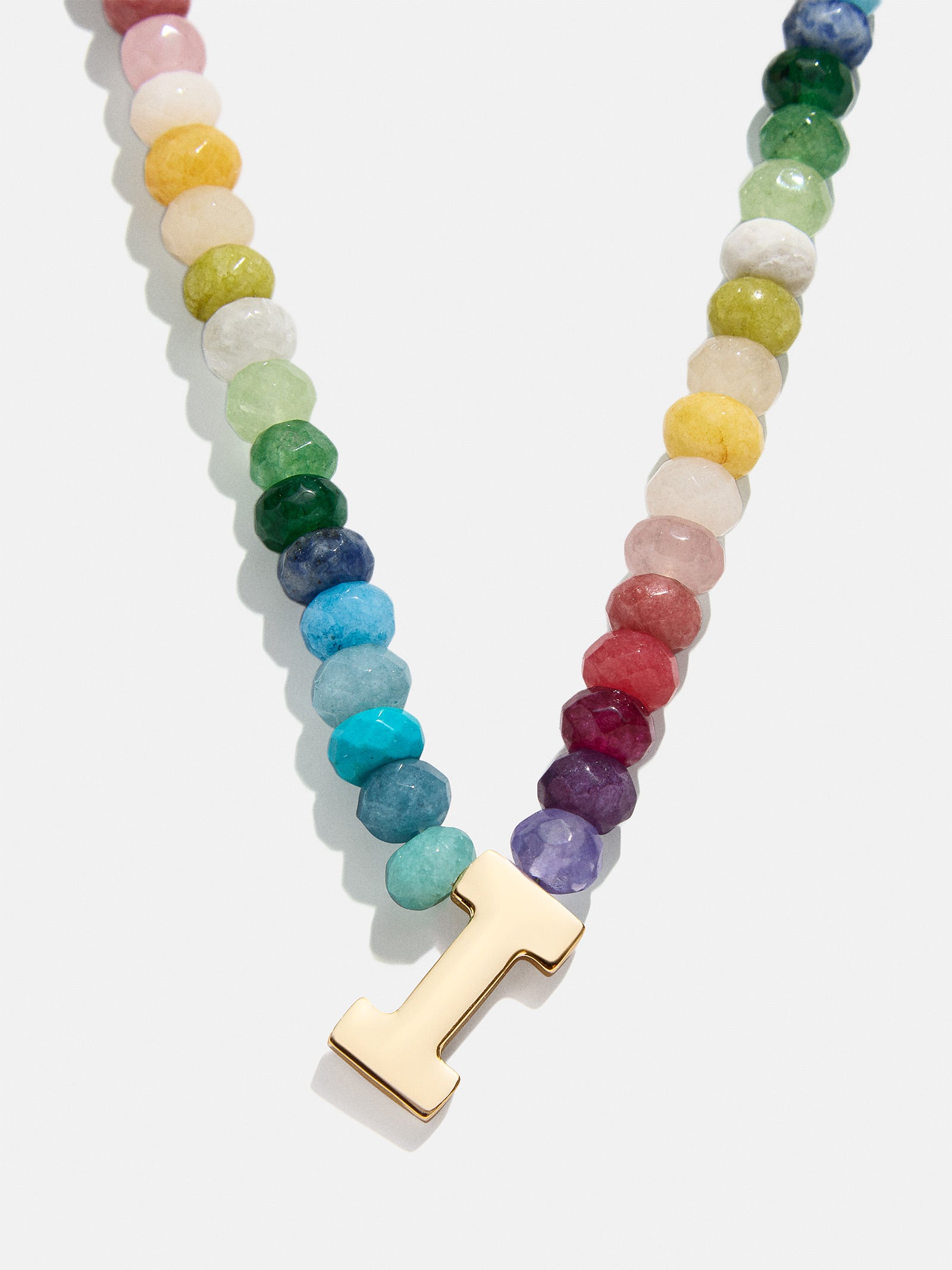 Semi-Precious Block Initial Necklace - Multi