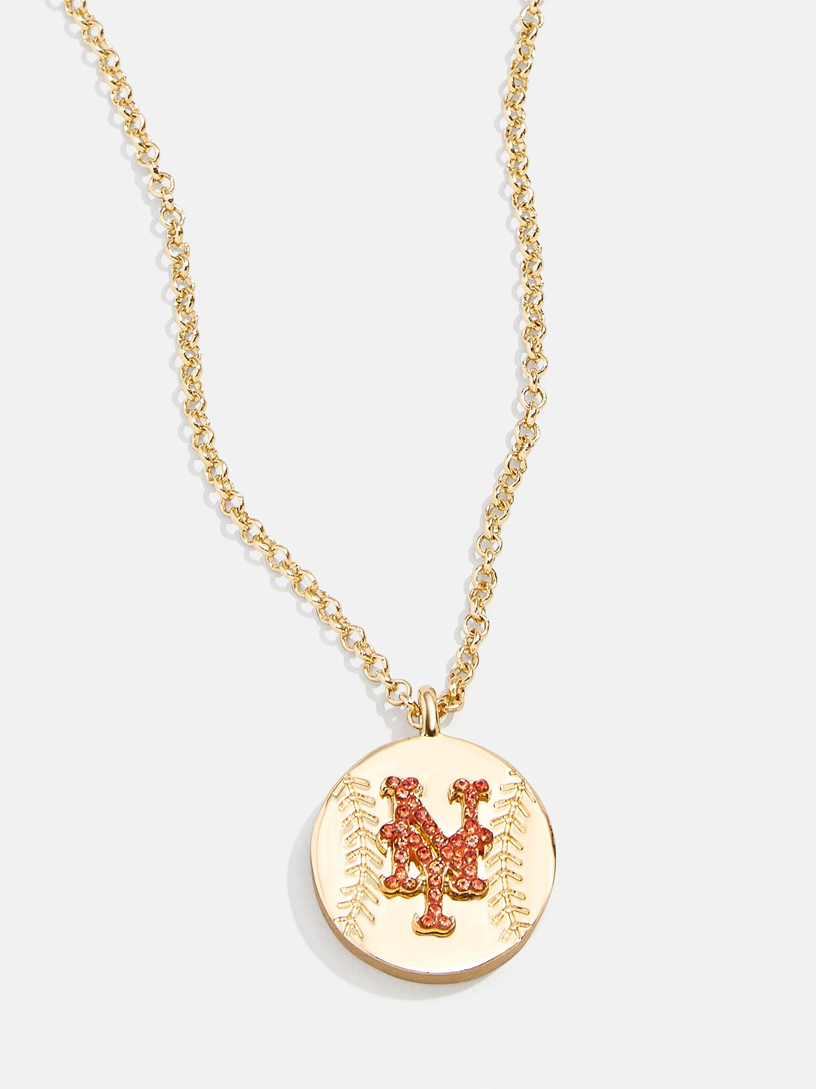 MLB Gold Baseball Charm Necklace - New York Mets