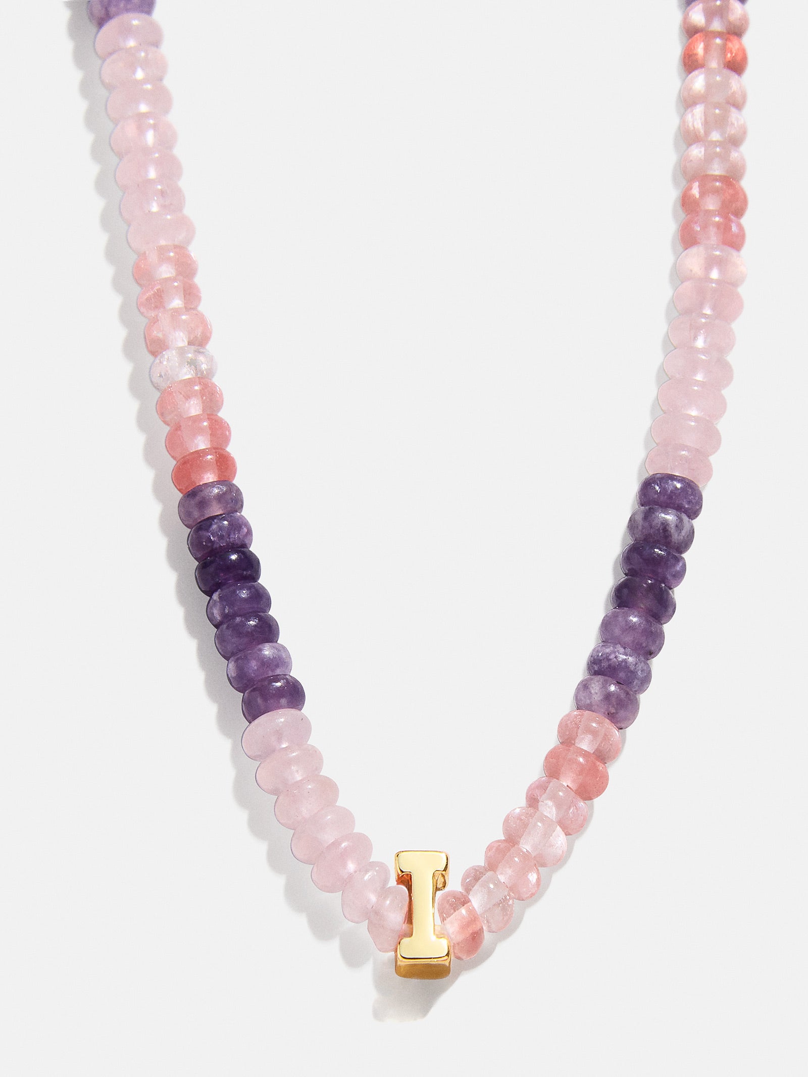 Semi-Precious Beaded Initial Necklace - Pink Ombre