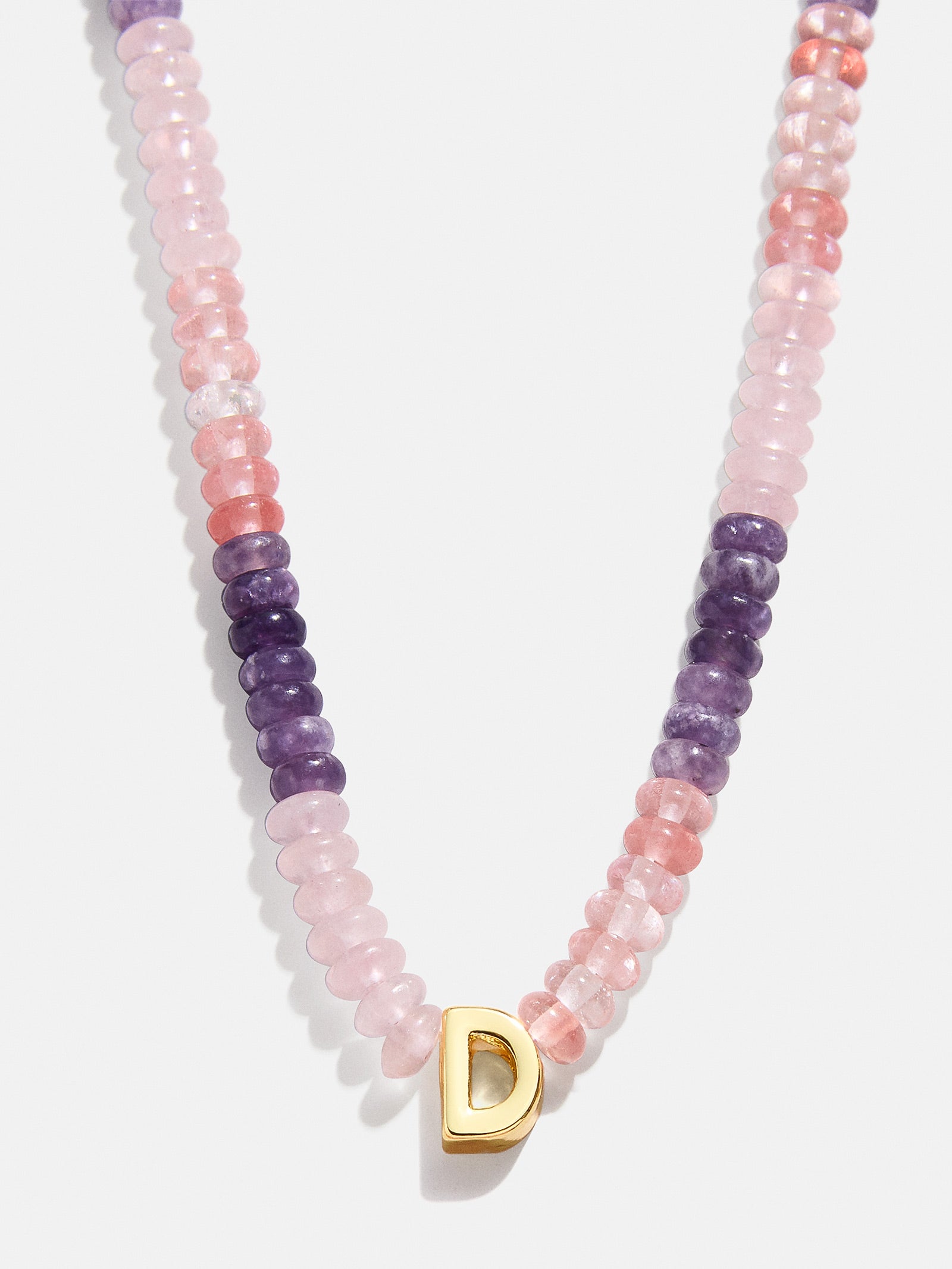 Semi-Precious Beaded Initial Necklace - Pink Ombre