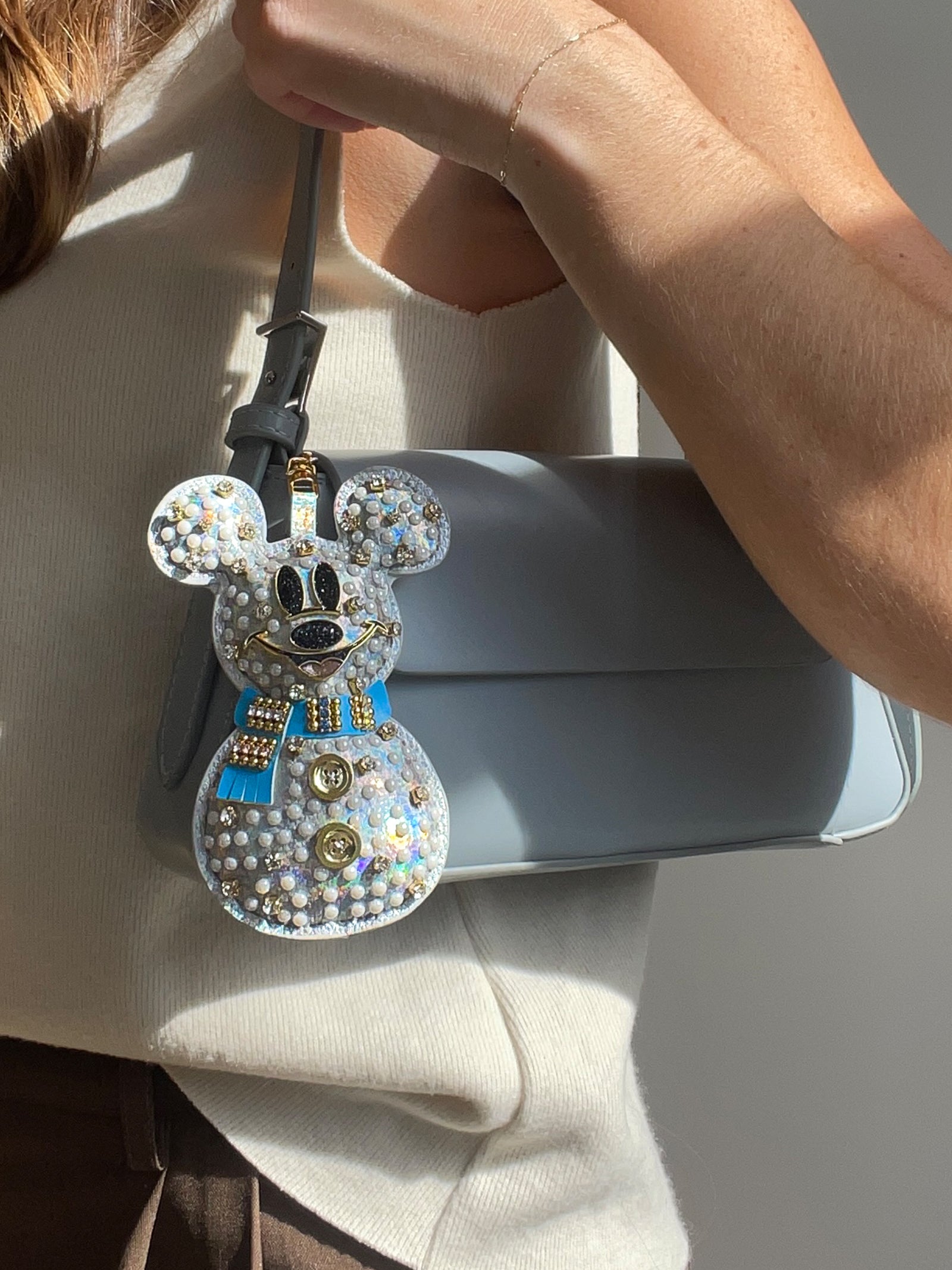 Disney Mickey Mouse Snowman Puff Bag Charm - Disney Snowman Puff Bag Charm