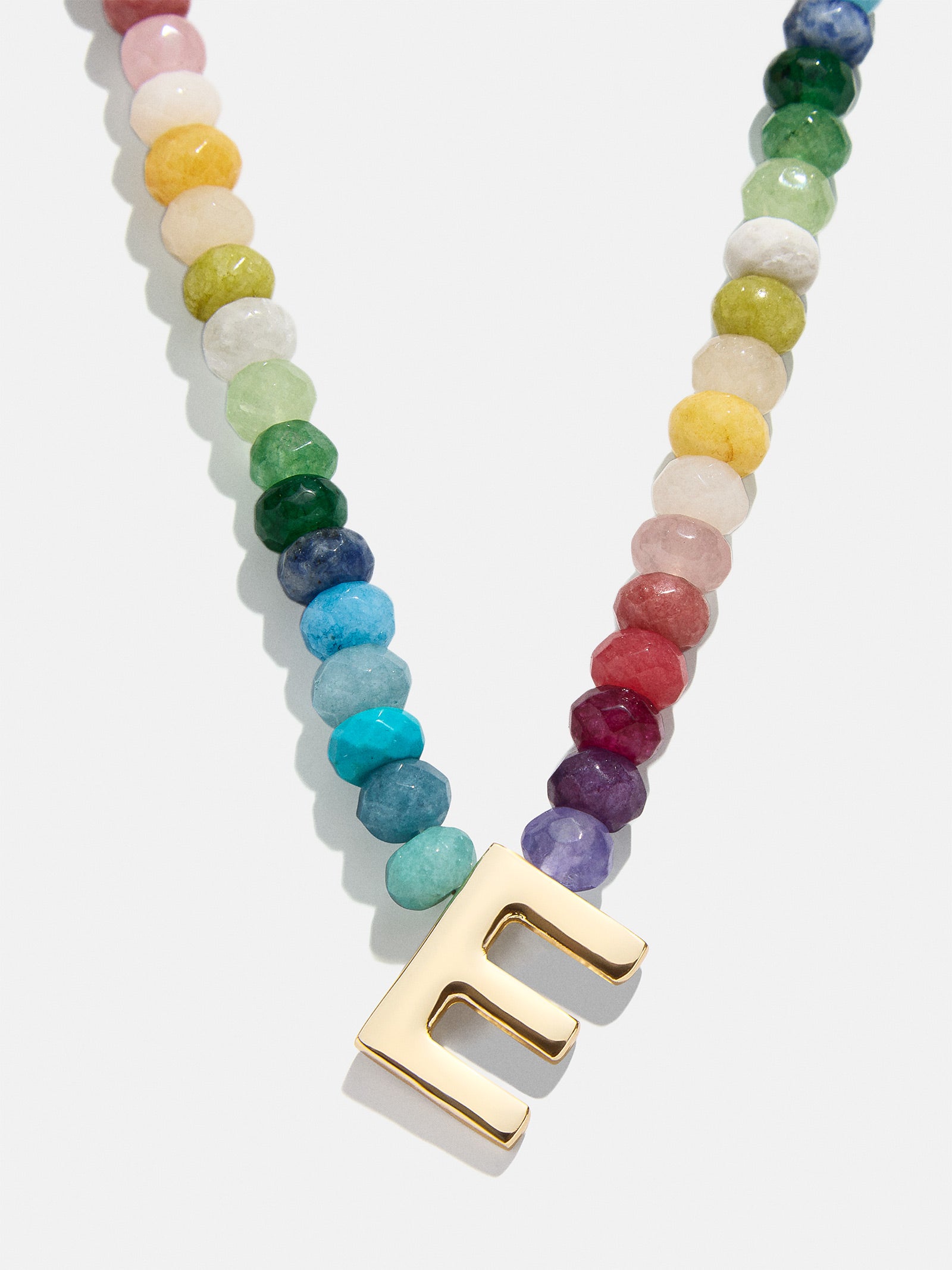 Semi-Precious Block Initial Necklace - Multi