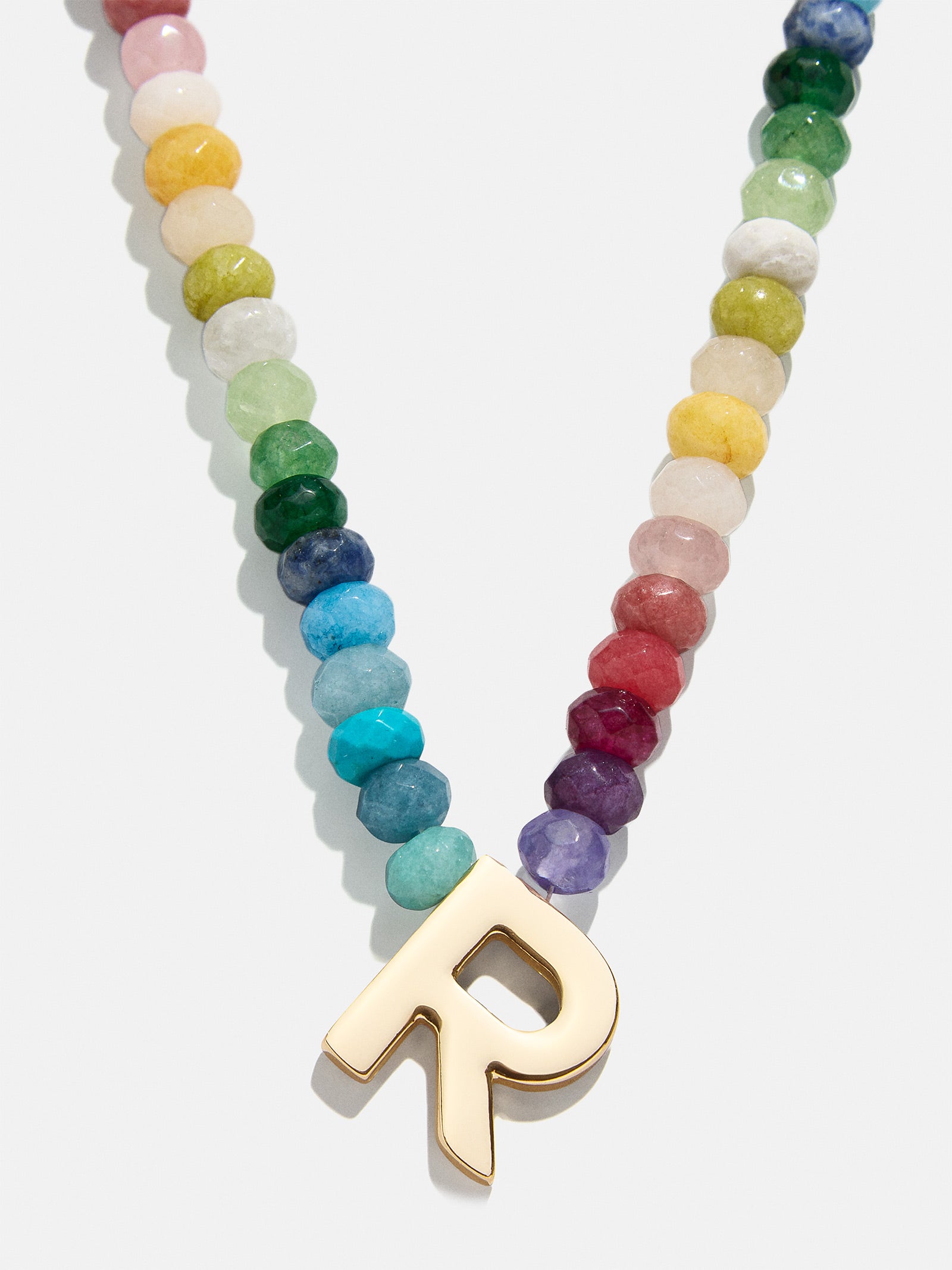 Semi-Precious Block Initial Necklace - Multi