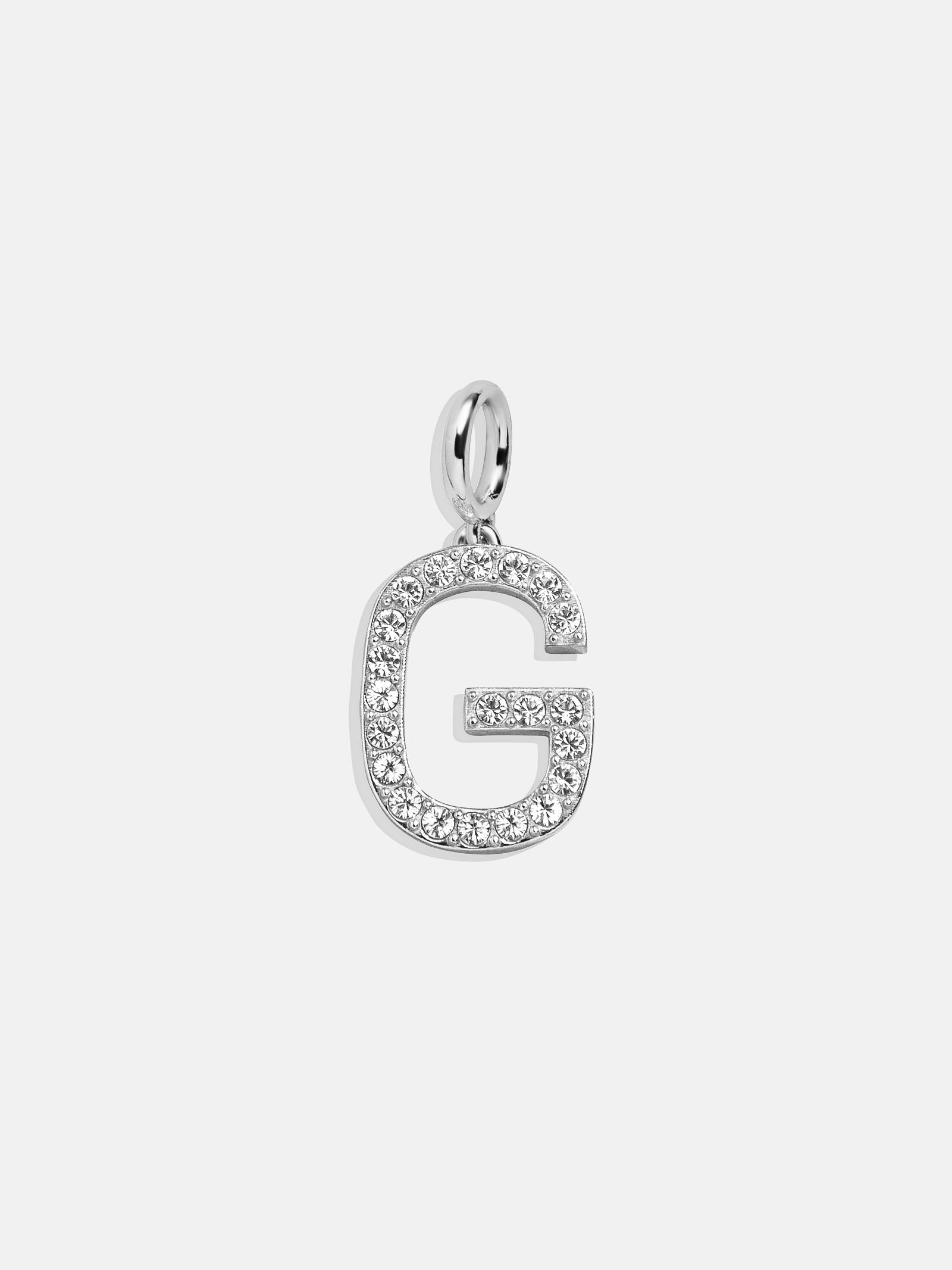 Silver Pave Initial Cluster Charm - G