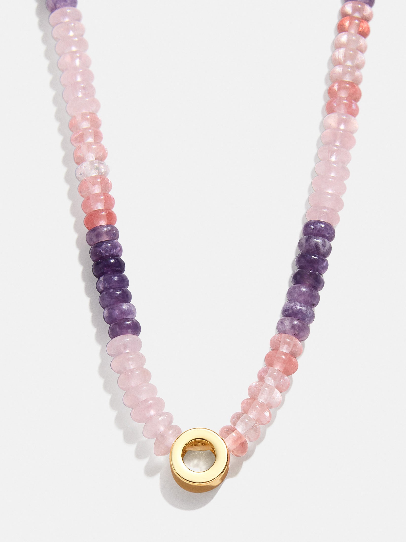 Semi-Precious Beaded Initial Necklace - Pink Ombre