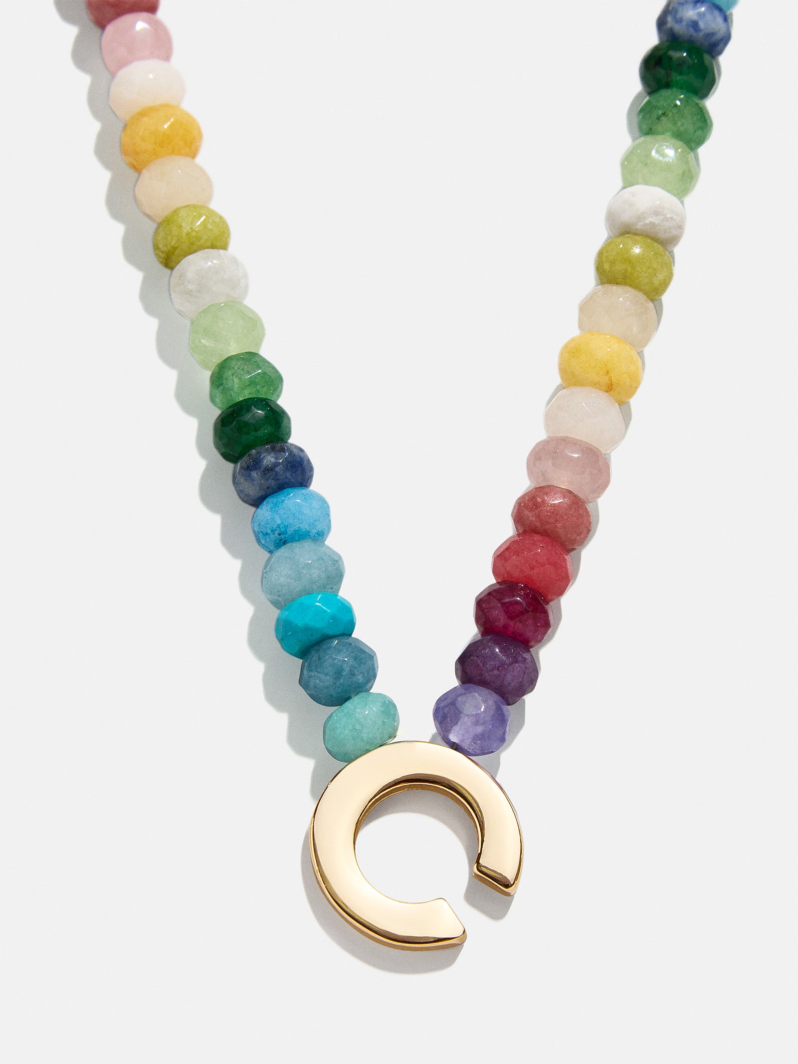 Semi-Precious Block Initial Necklace - Multi