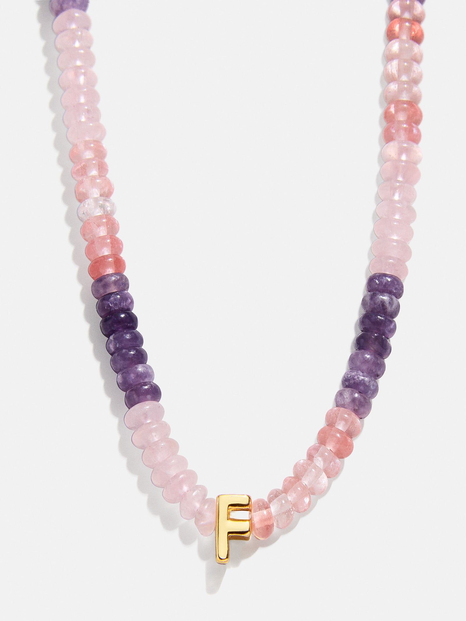 Semi-Precious Beaded Initial Necklace - Pink Ombre