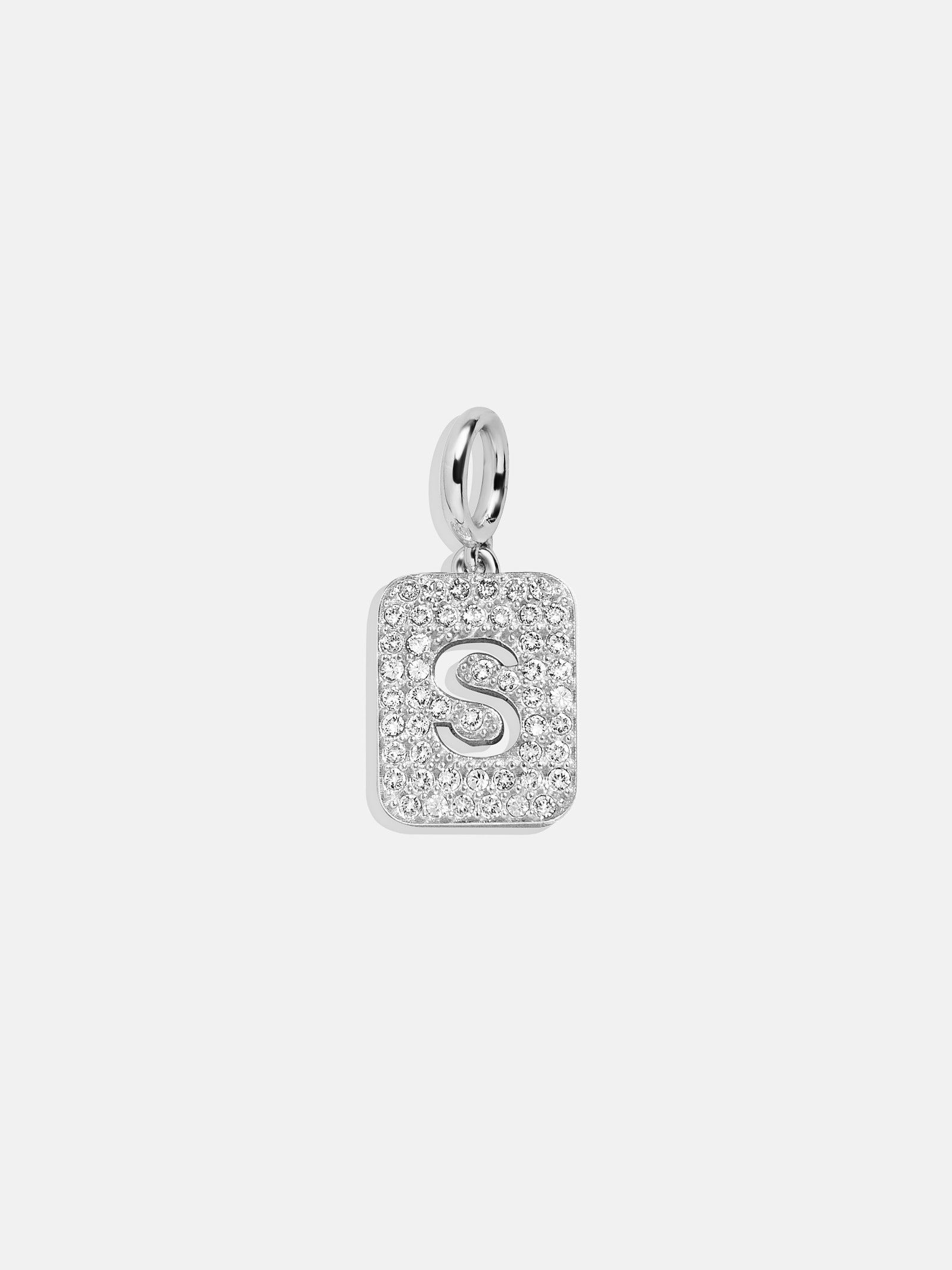 Silver Block Pave Cluster Charm - S