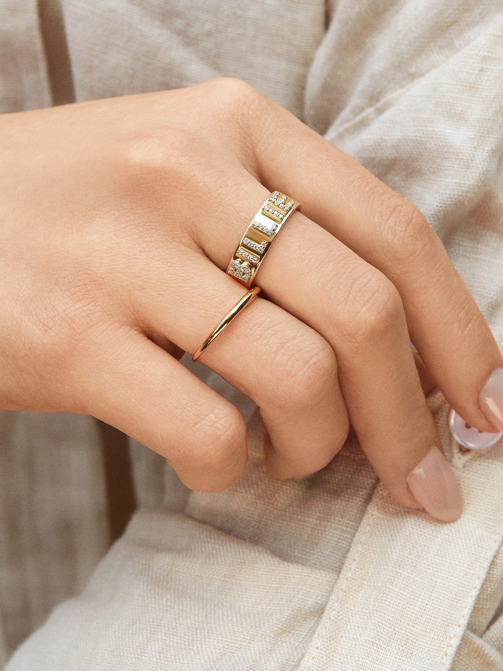 Sterling Silver Custom Block Ring - Pavé/Silver