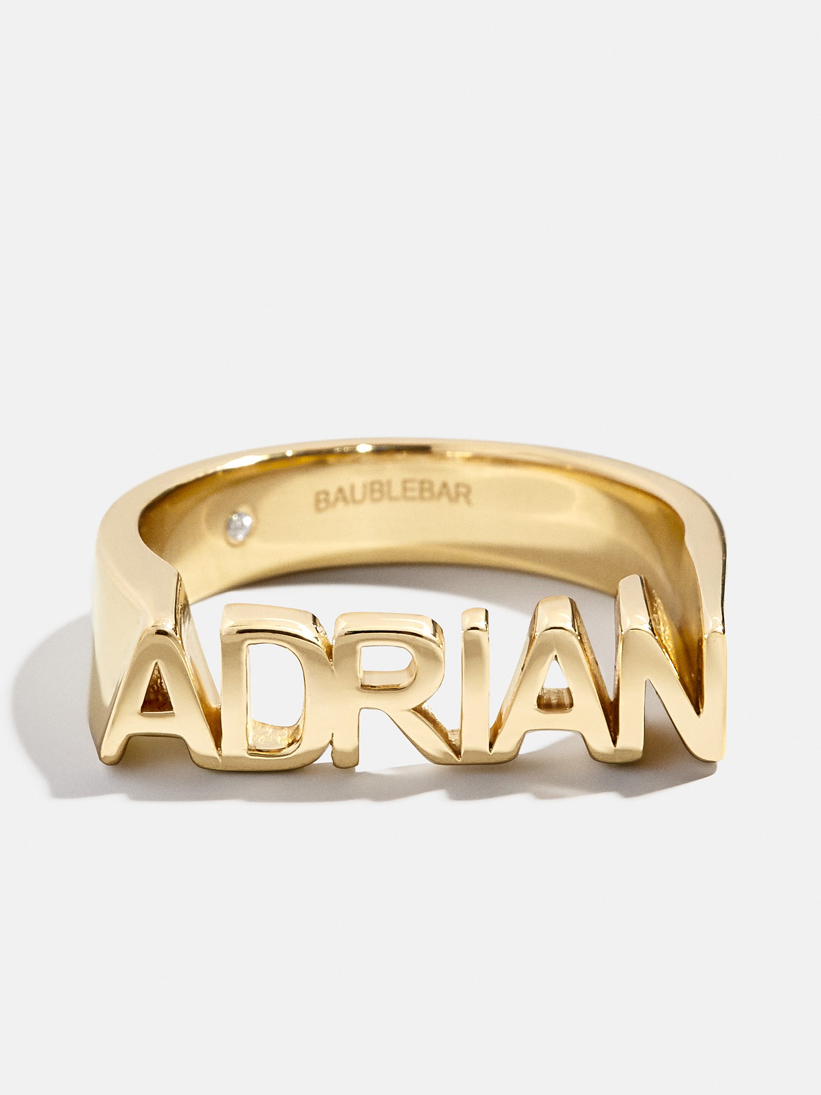 18K Gold Custom Fineline Nameplate Ring - Gold