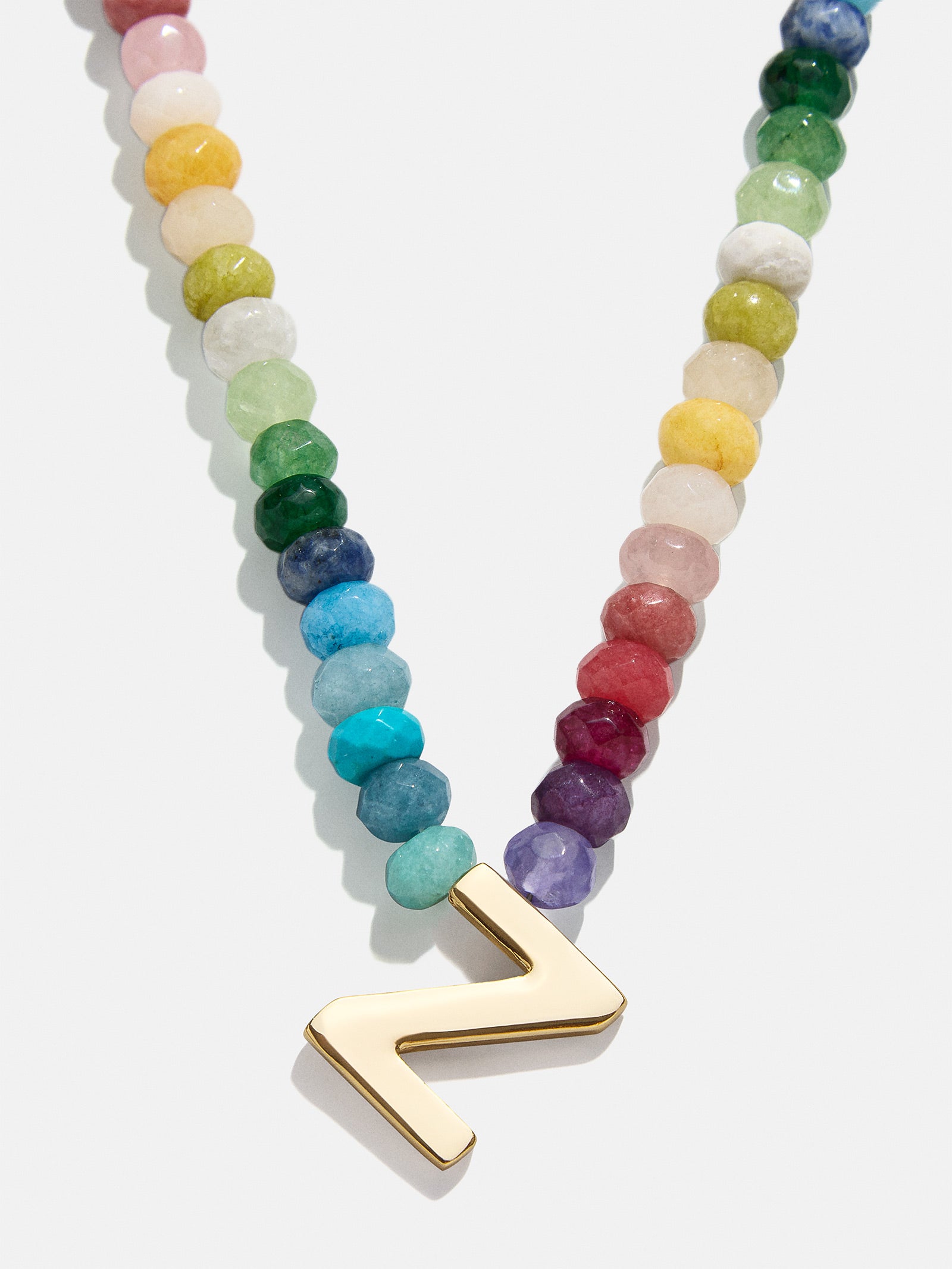 Semi-Precious Block Initial Necklace - Multi