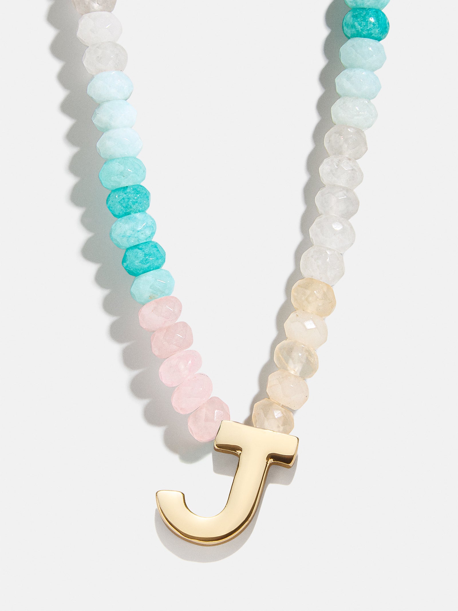 Semi-Precious Block Initial Necklace - Light Multi