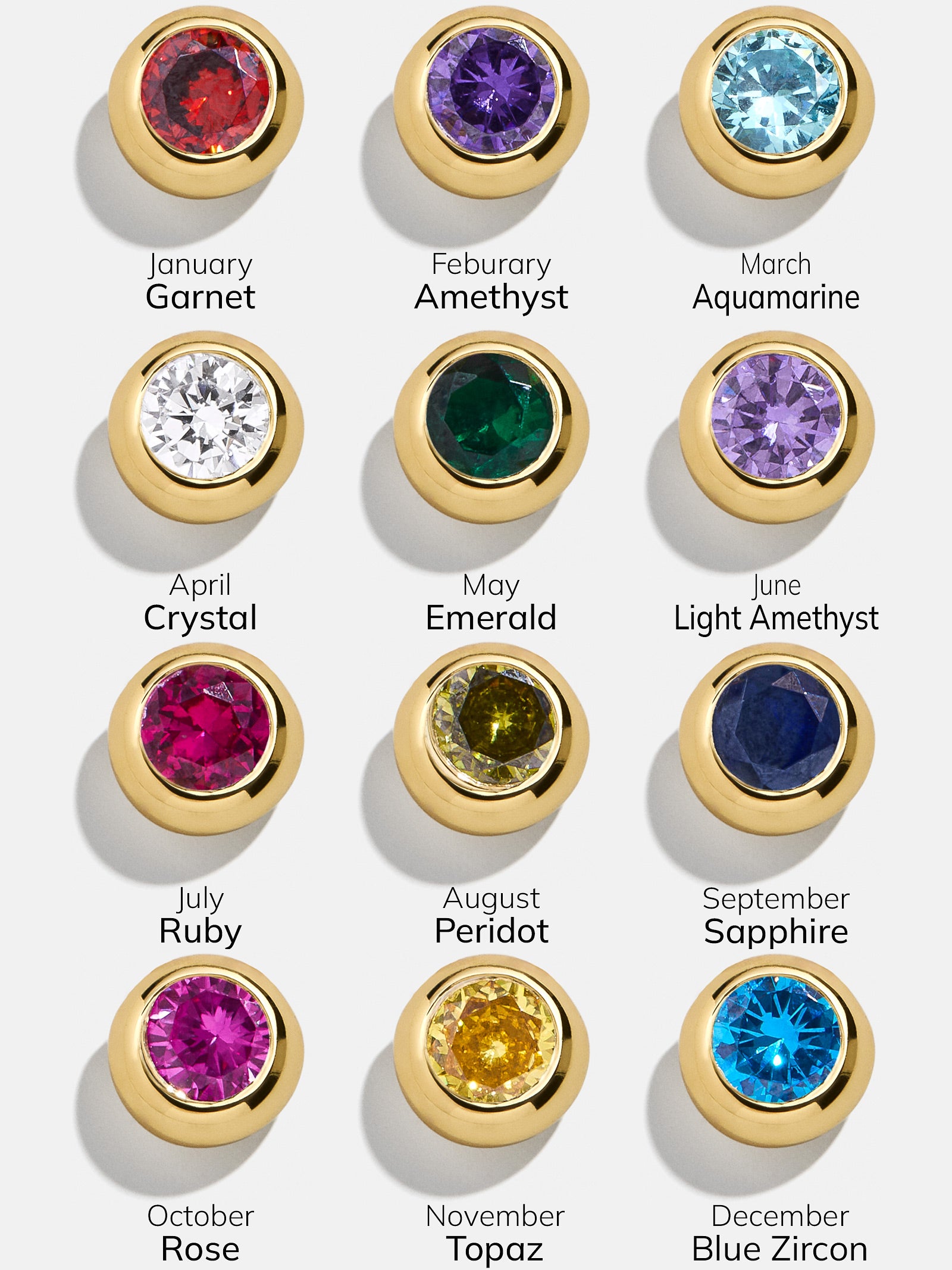 18K Gold Birthstone Huggie Earrings - Crystal