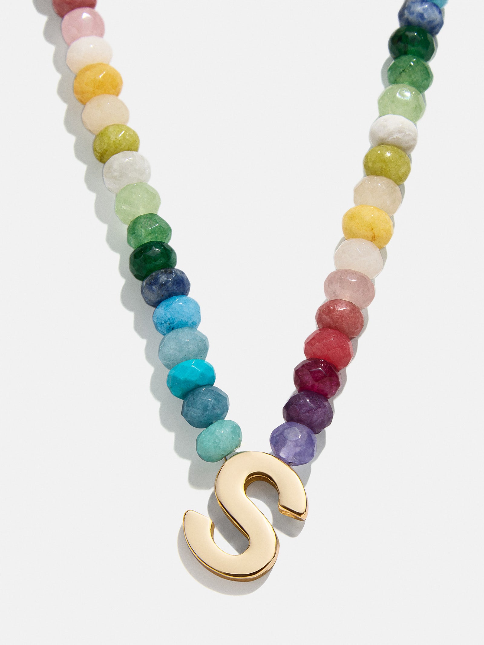 Semi-Precious Block Initial Necklace - Multi