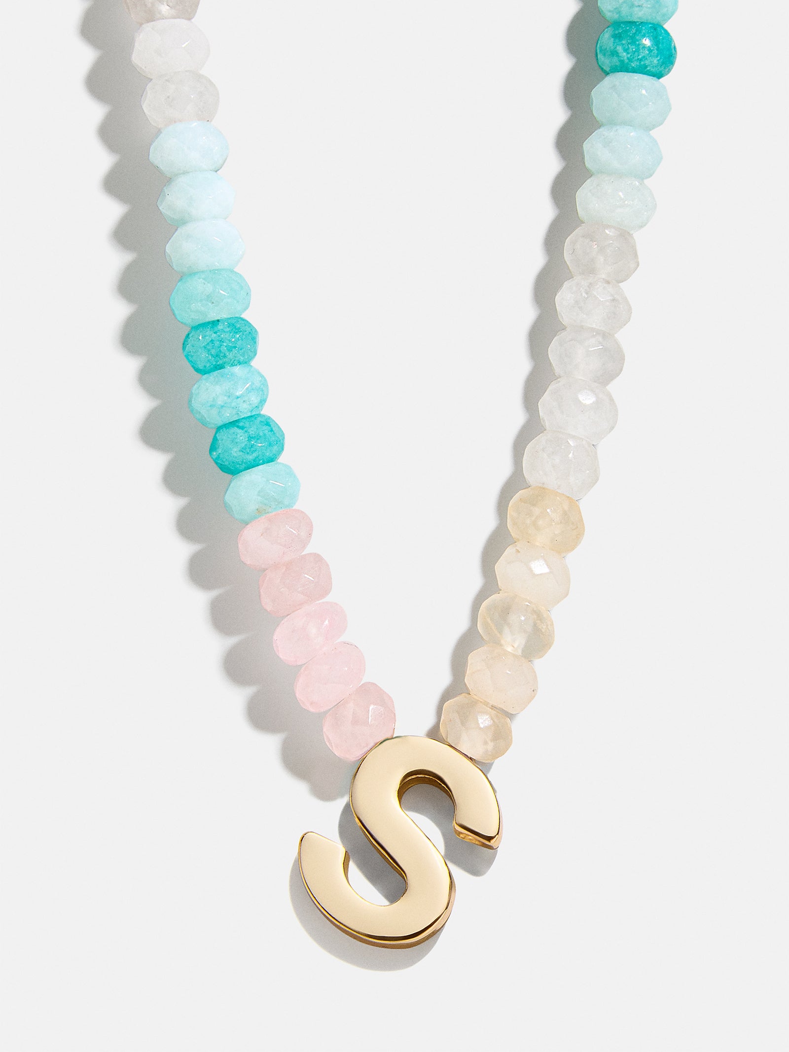 Semi-Precious Block Initial Necklace - Light Multi