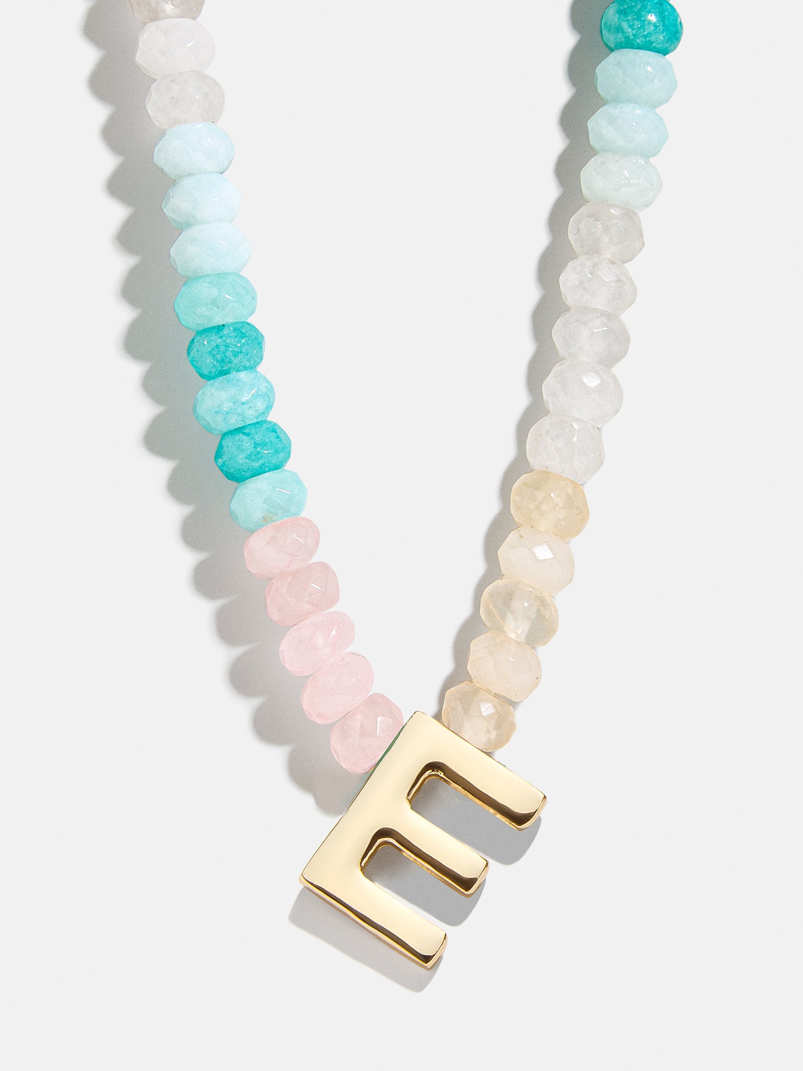 Semi-Precious Block Initial Necklace - Light Multi