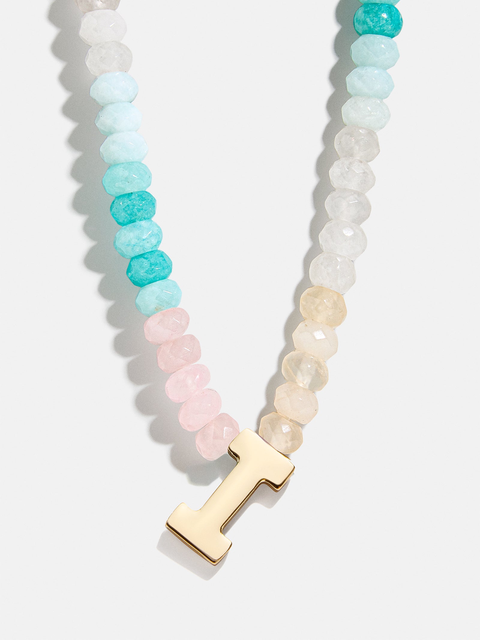 Semi-Precious Block Initial Necklace - Light Multi