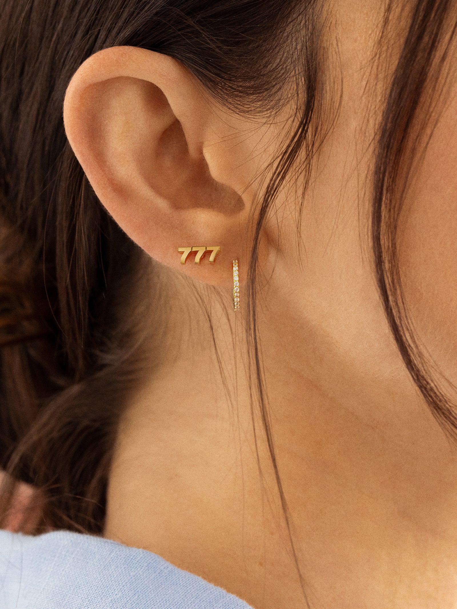 18K Gold Angel Number Earrings - Gold