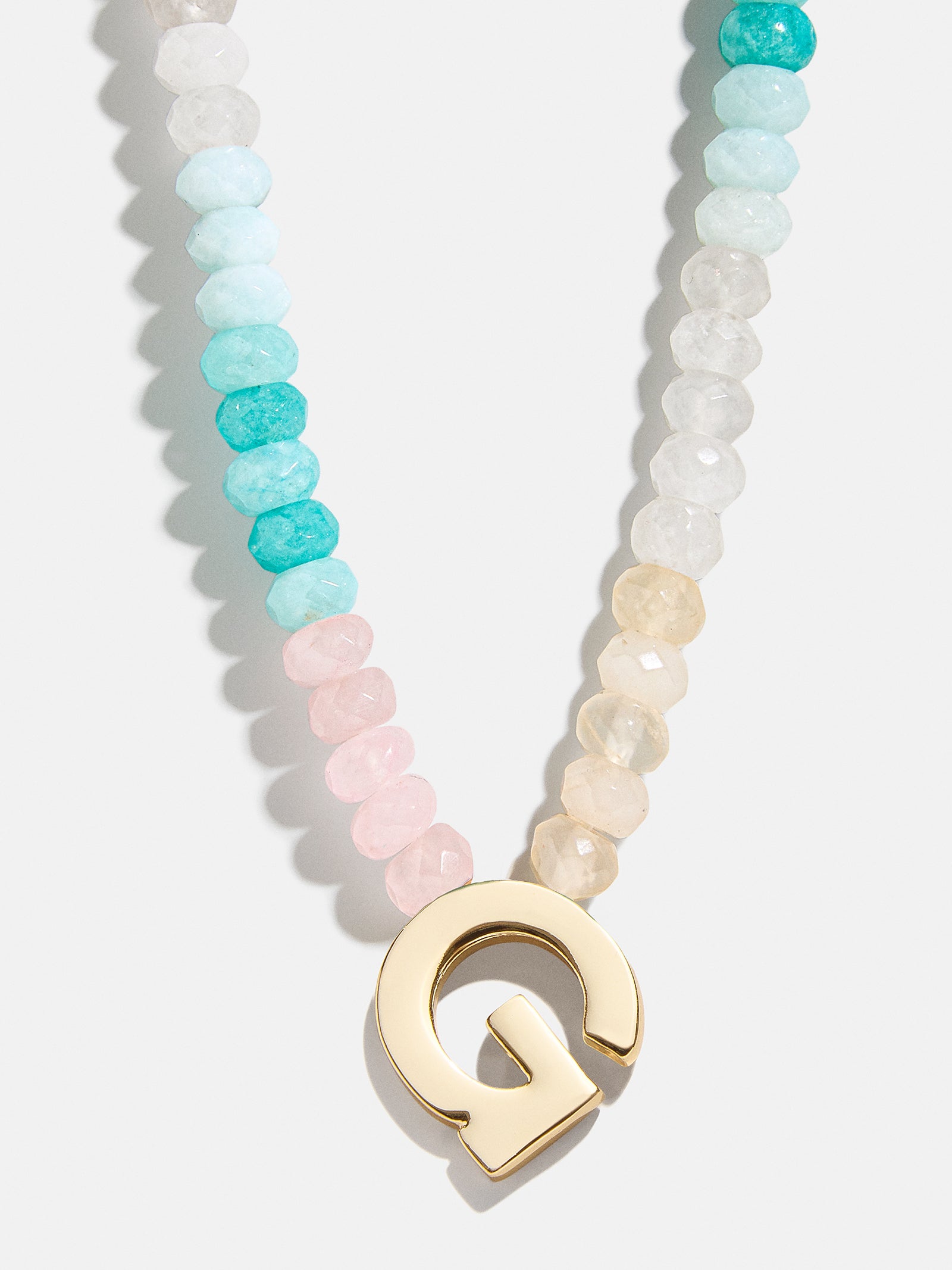 Semi-Precious Block Initial Necklace - Light Multi