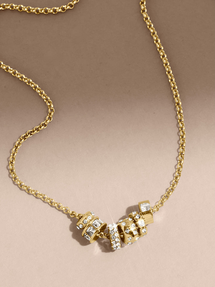 Renee Charm Necklace - Gold/Pavé