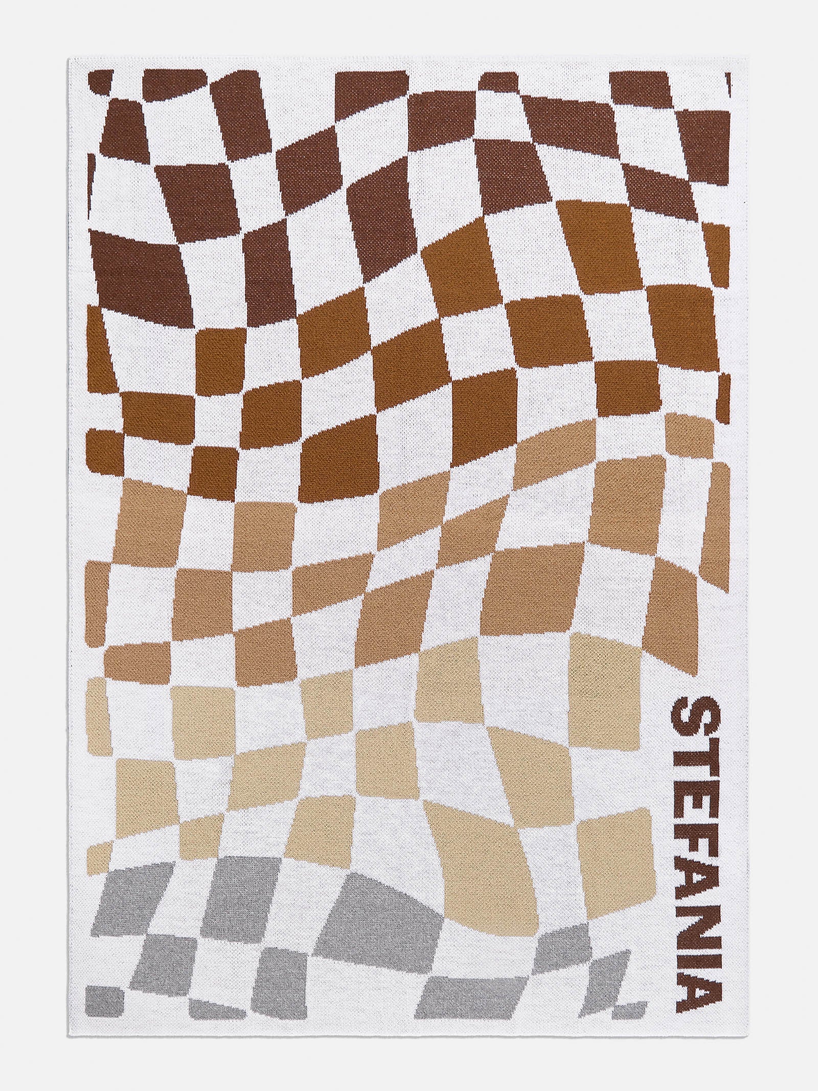 3D Check Custom Blanket - White/Brown