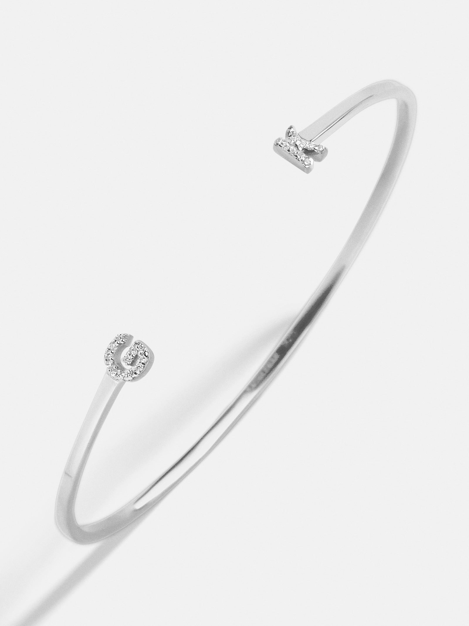 Sterling Silver Double Initial Custom Cuff Bracelet - Silver