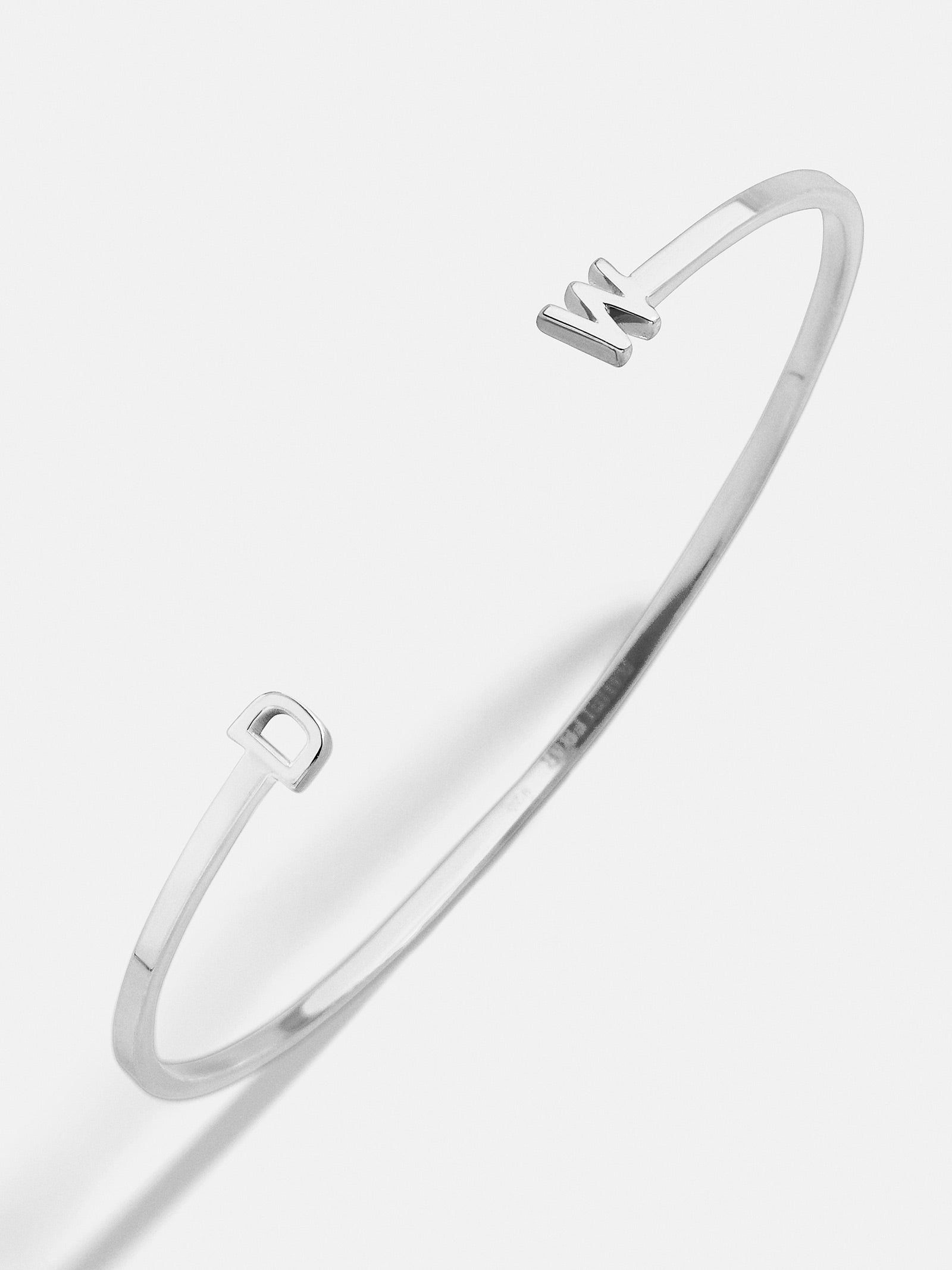 Sterling Silver Double Initial Custom Cuff Bracelet - Silver