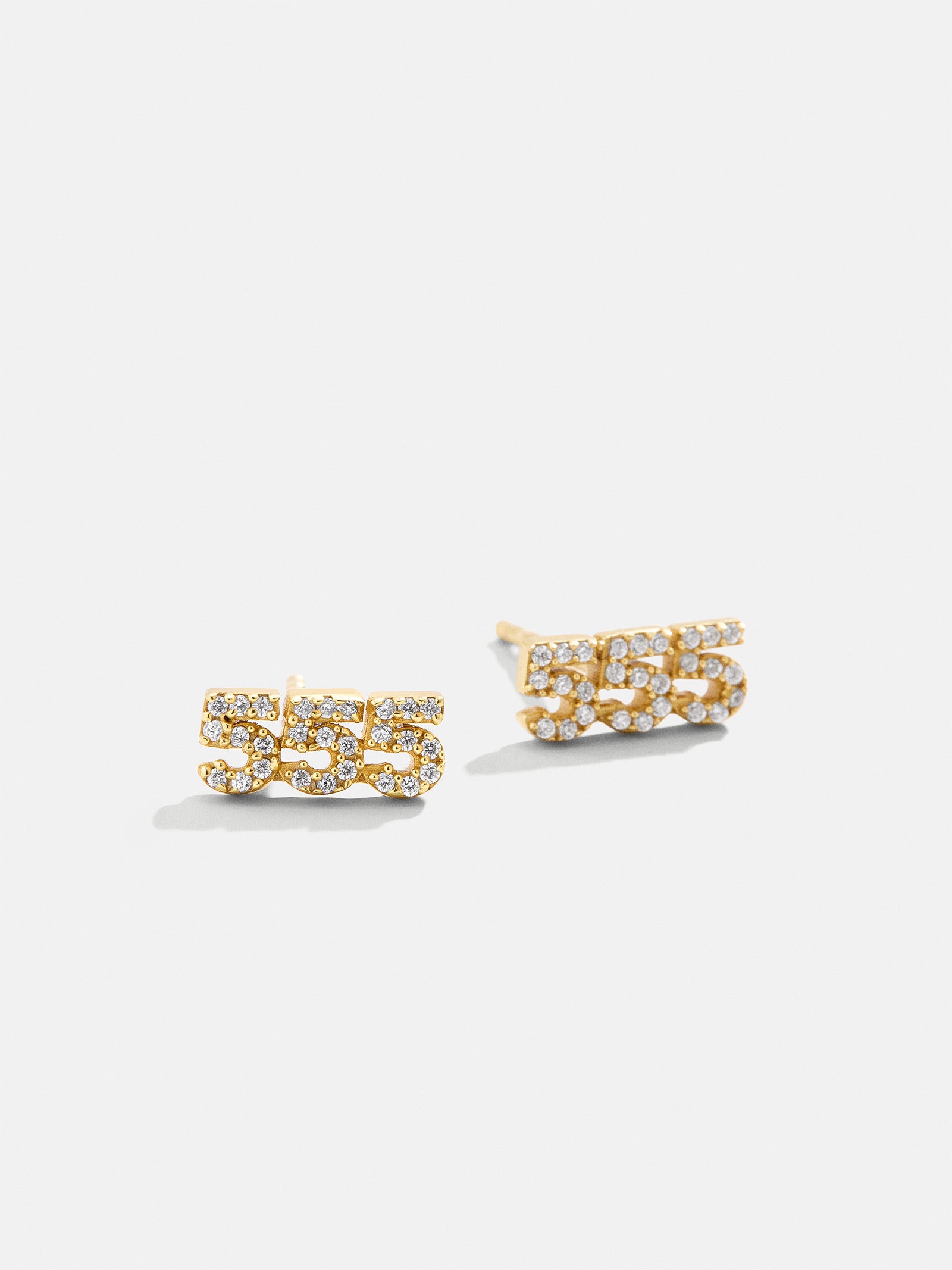 18K Gold Angel Number Earrings - Gold/Pavé