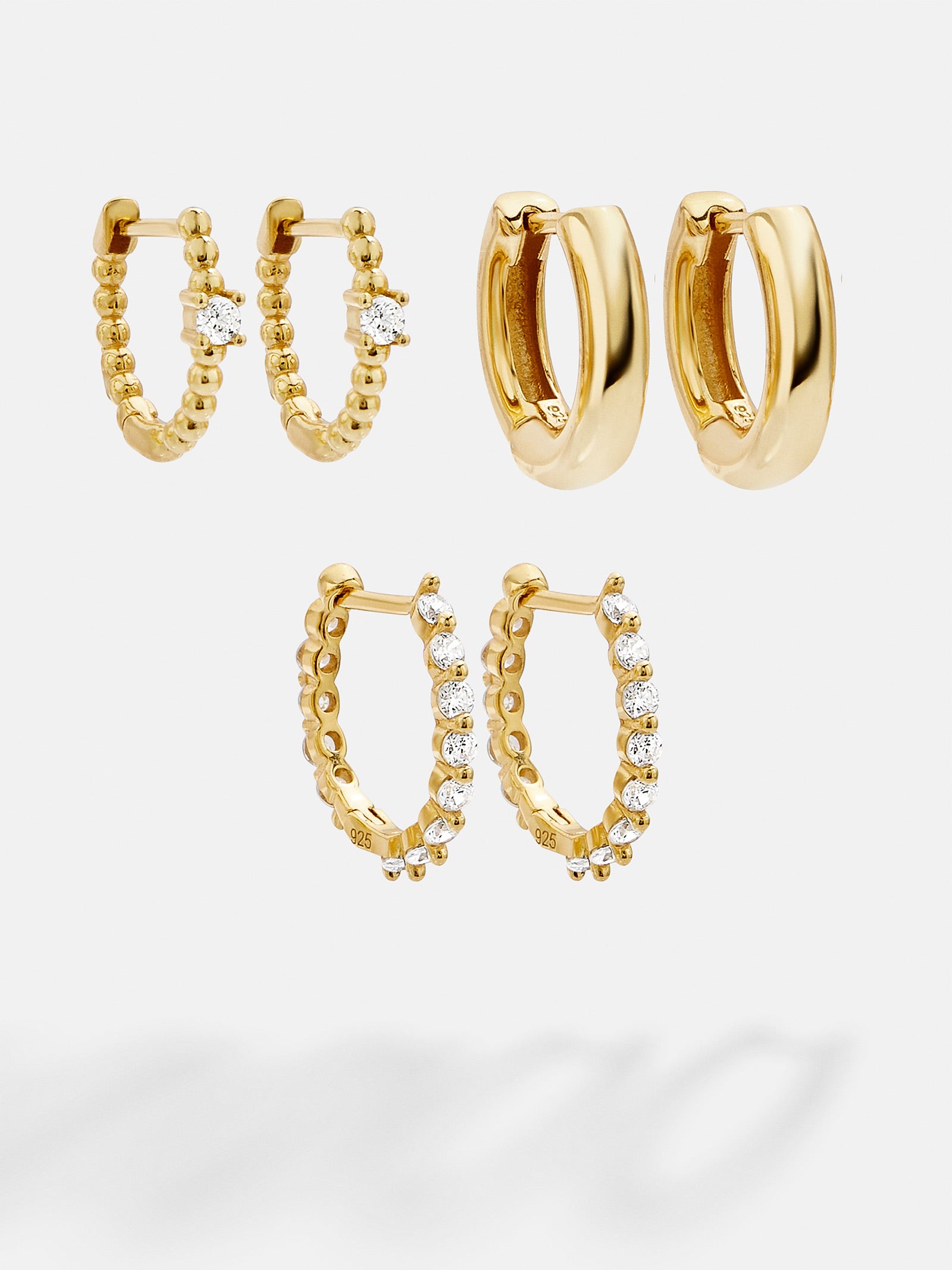 Lauren 18K Gold Earring Set - Gold/Pavé