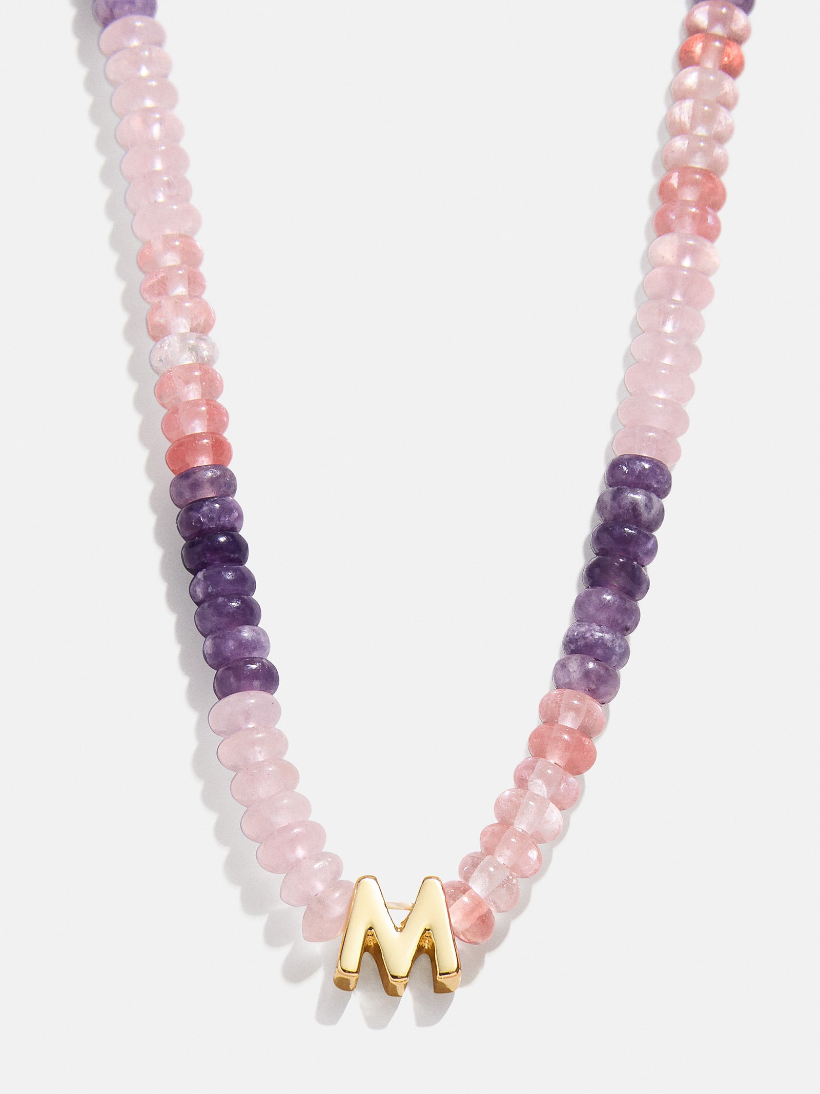 Semi-Precious Beaded Initial Necklace - Pink Ombre