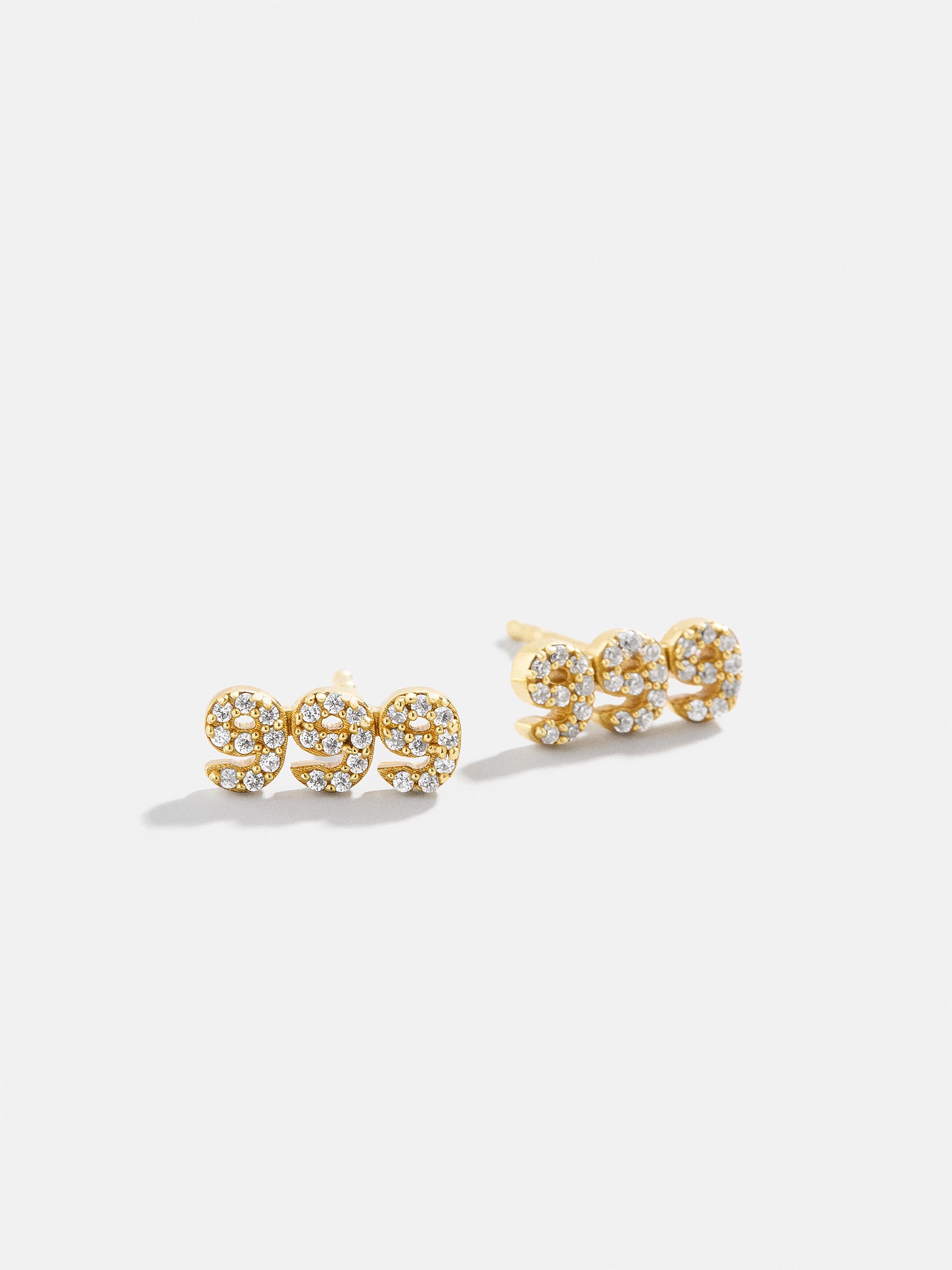 18K Gold Angel Number Earrings - Gold/Pavé