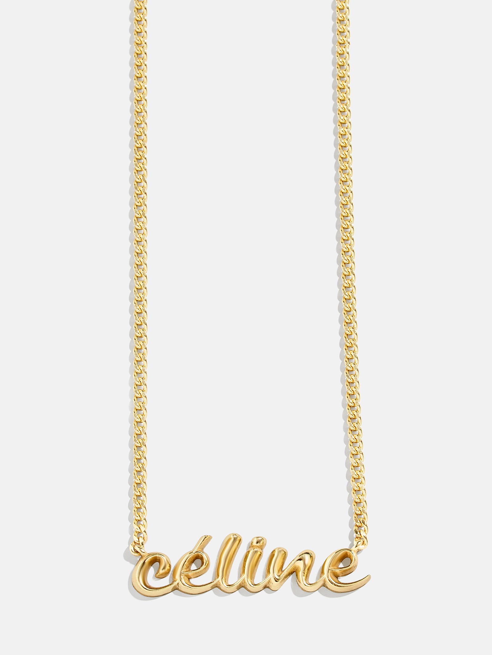 18K Gold Curb Chain Custom Nameplate Necklace - Gold