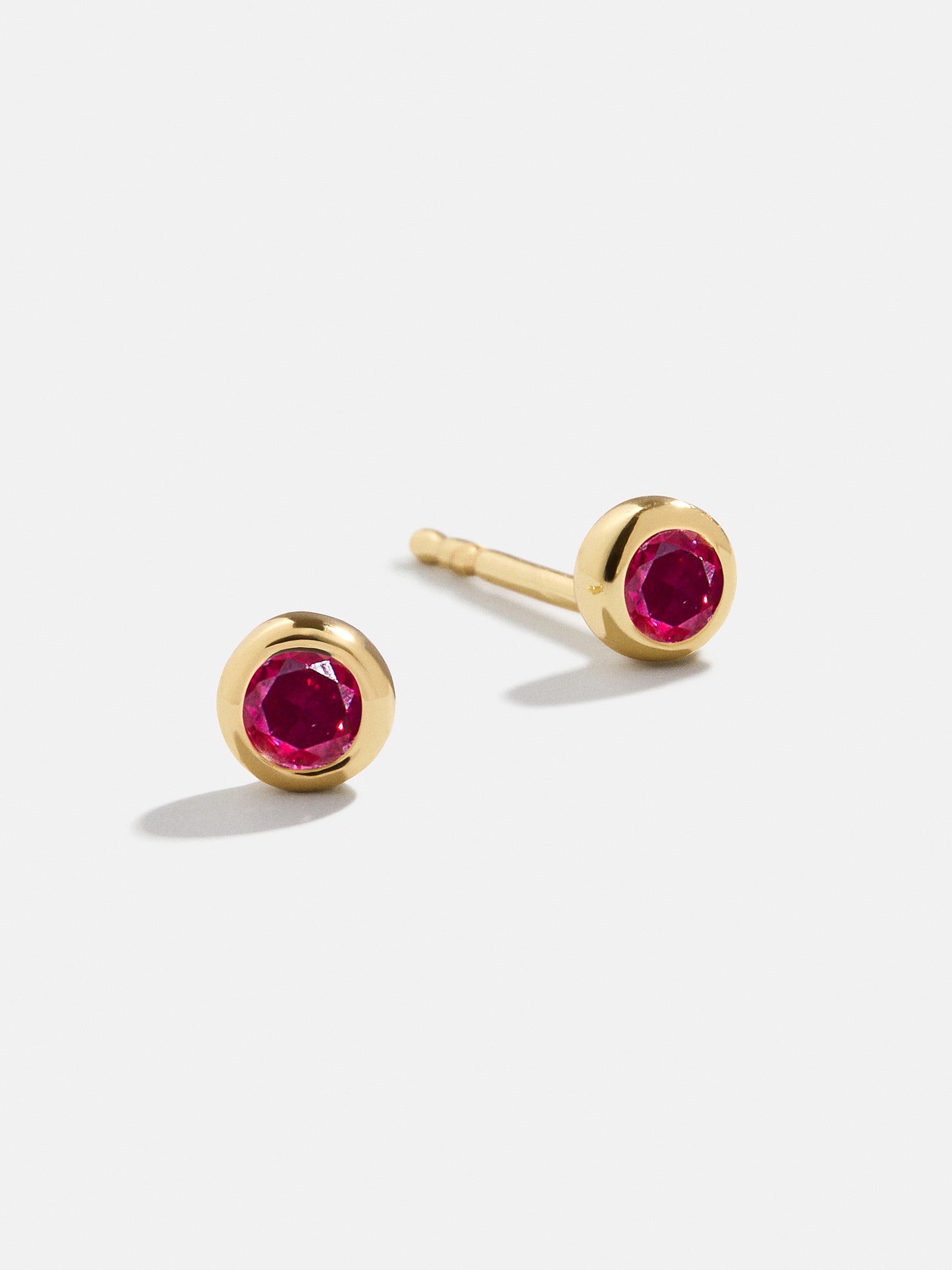 18K Gold Birthstone Stud Earrings - Ruby